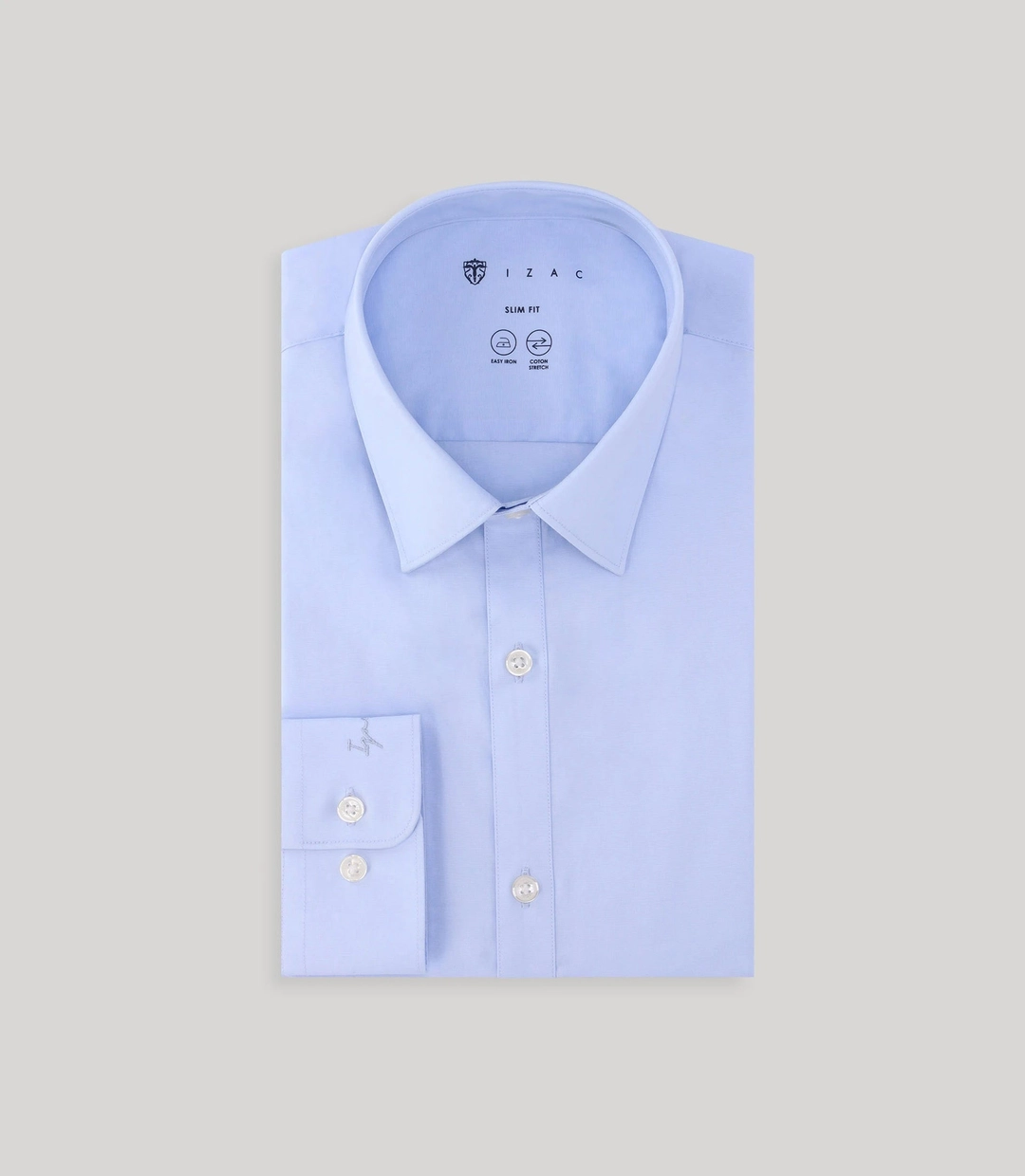 IZAC - Chemise ville coton élasthanne ciel
