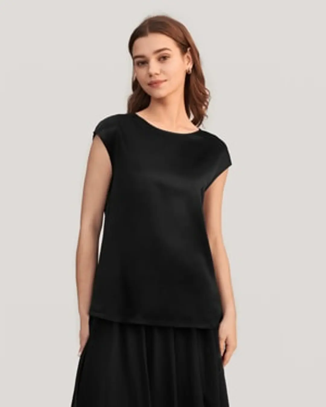 LILYSILK T Shirt Soie Femme Manches Courtes Soie De Mûrier De Haute Qualité Vêtements Pour Petites Personnes Une Élégance Intemporelle Noir Petite Xs - 2