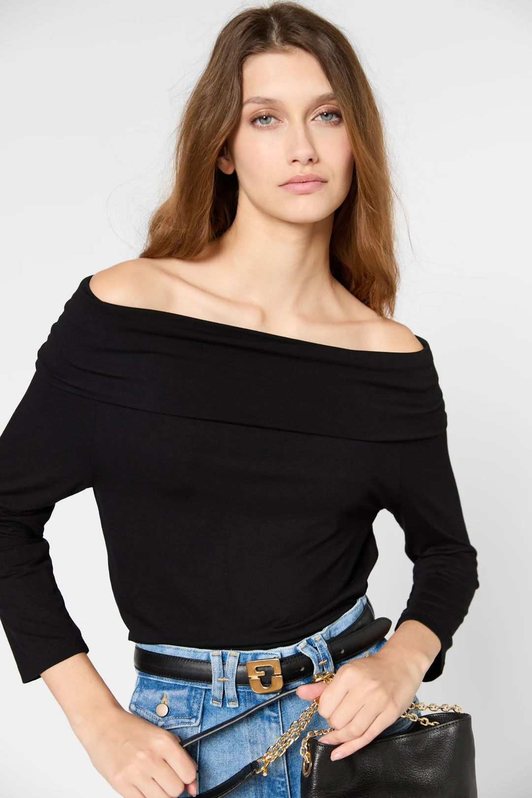 T-shirt échancré - GERARDINE - Noir