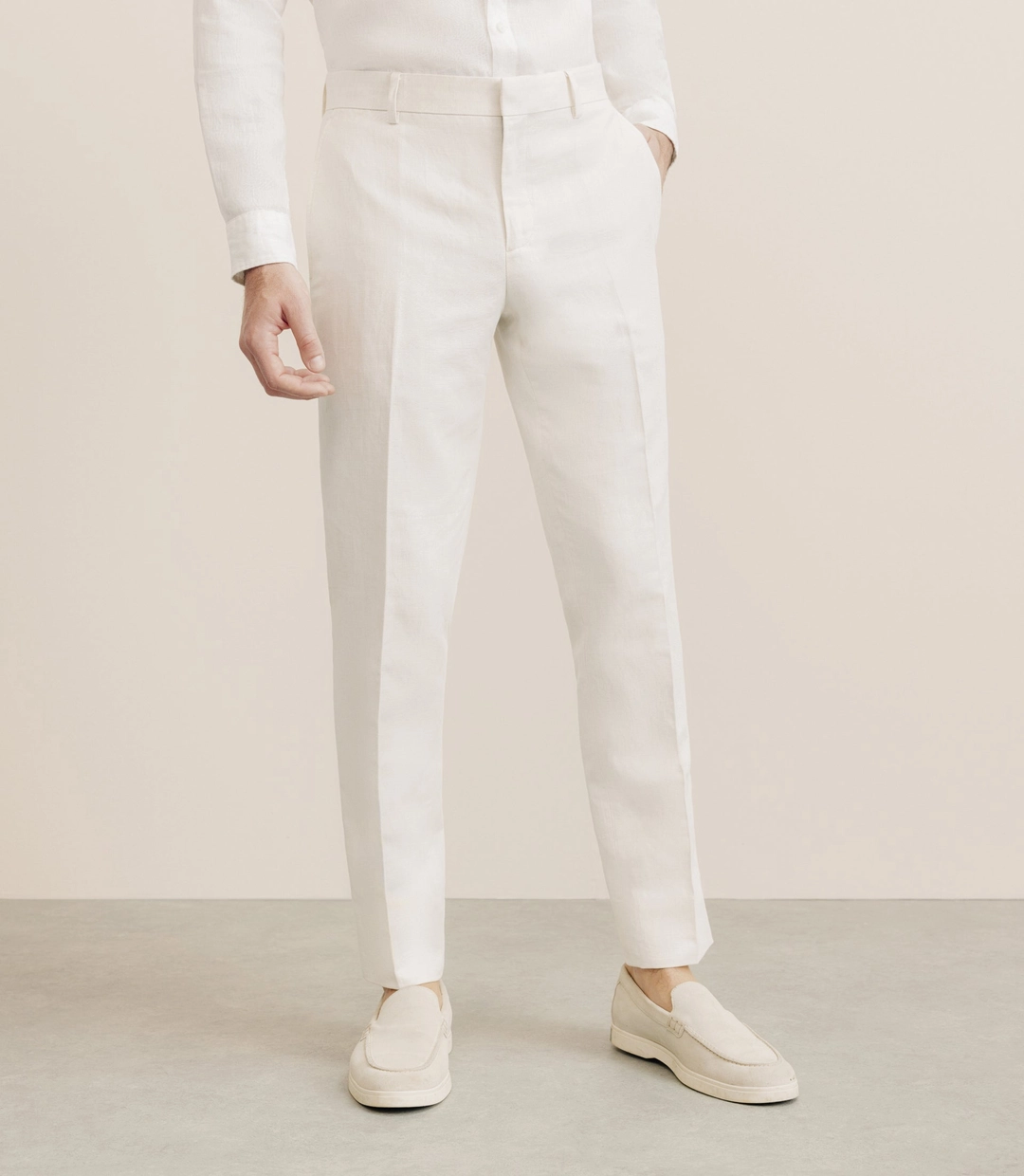 IZAC - Pantalon en coton et lin écru