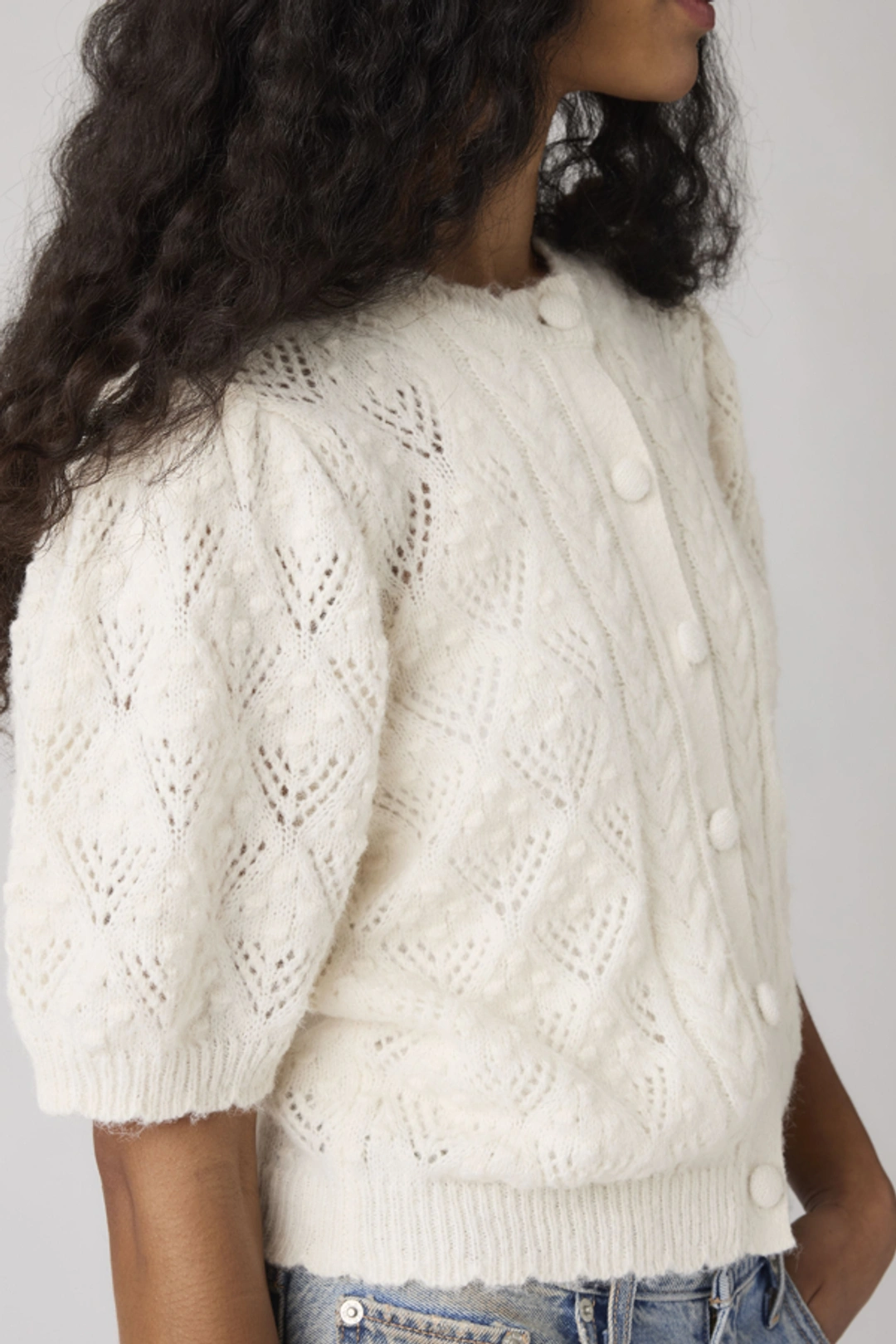 Levi's Cardigan Manche Courte Maille Pointelle Pauline - Femme - Jaune / French Vanilla - 2XS - 2
