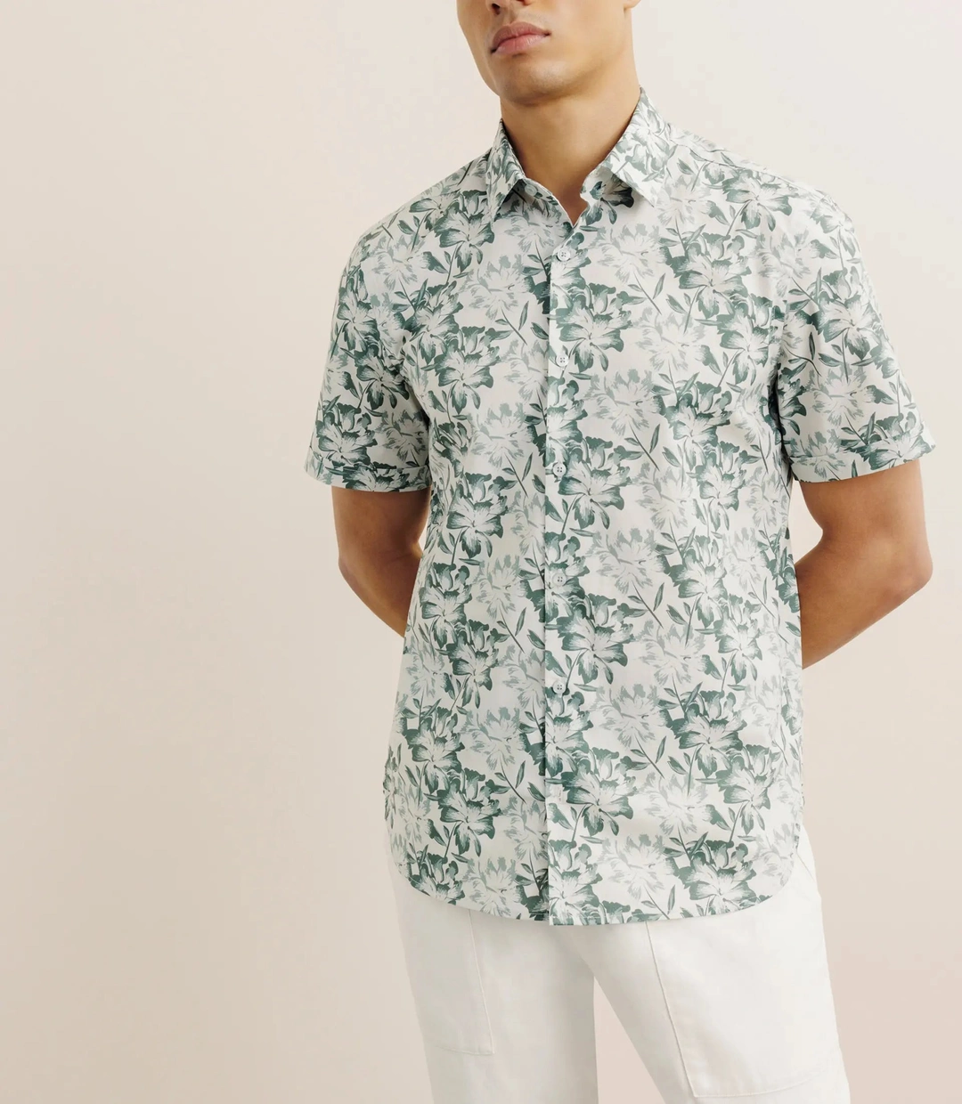 IZAC - Chemise imprimée manches courtes verte