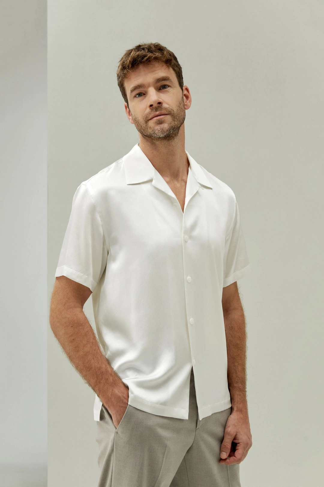 LILYSILK Blouse Soie Homme Luxe Col À Revers 100% Soie De Mûrier Modèle Classique Peut Être Essayé Bleu Minuit Xl