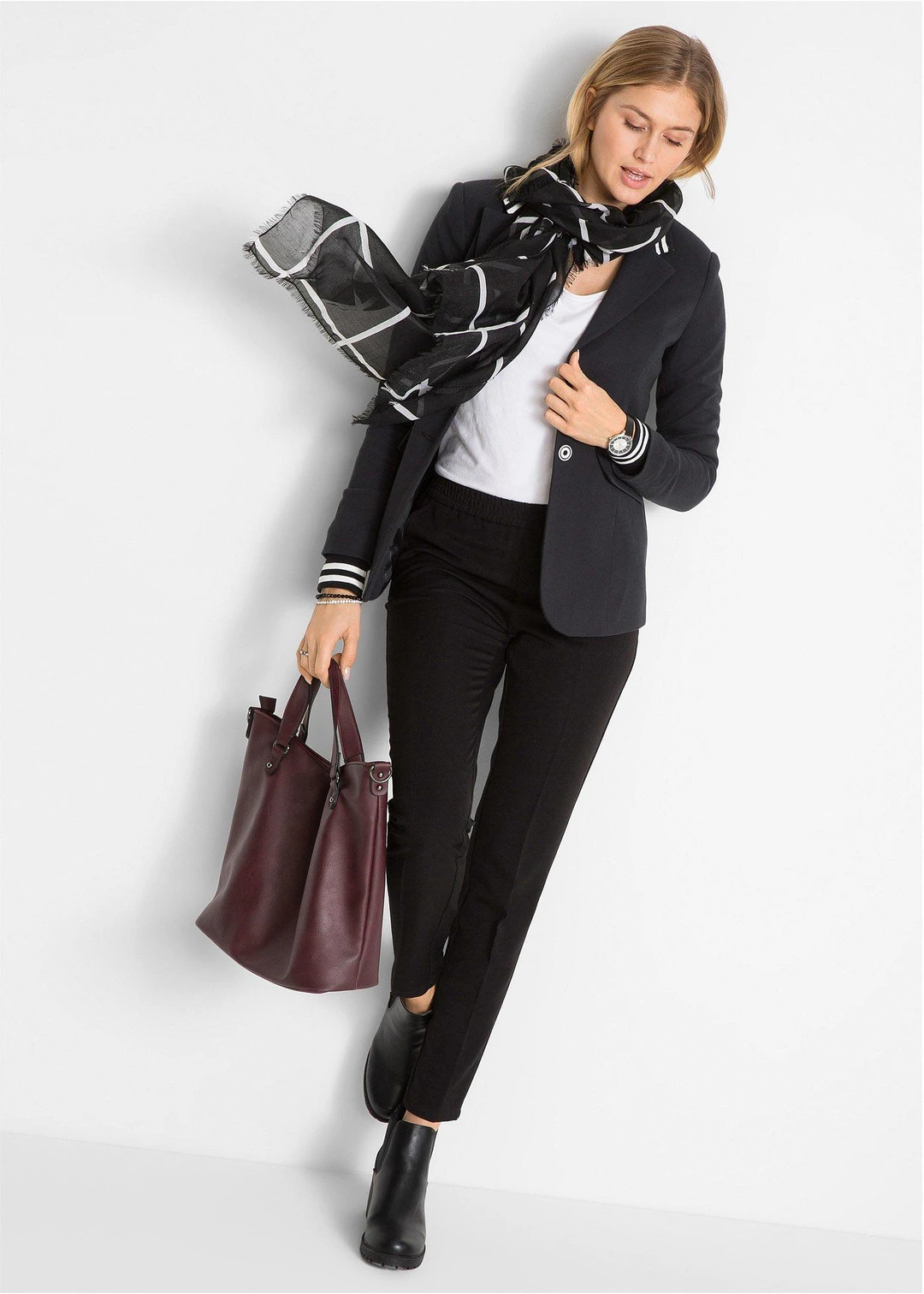 Blazer en coton à détails rayés