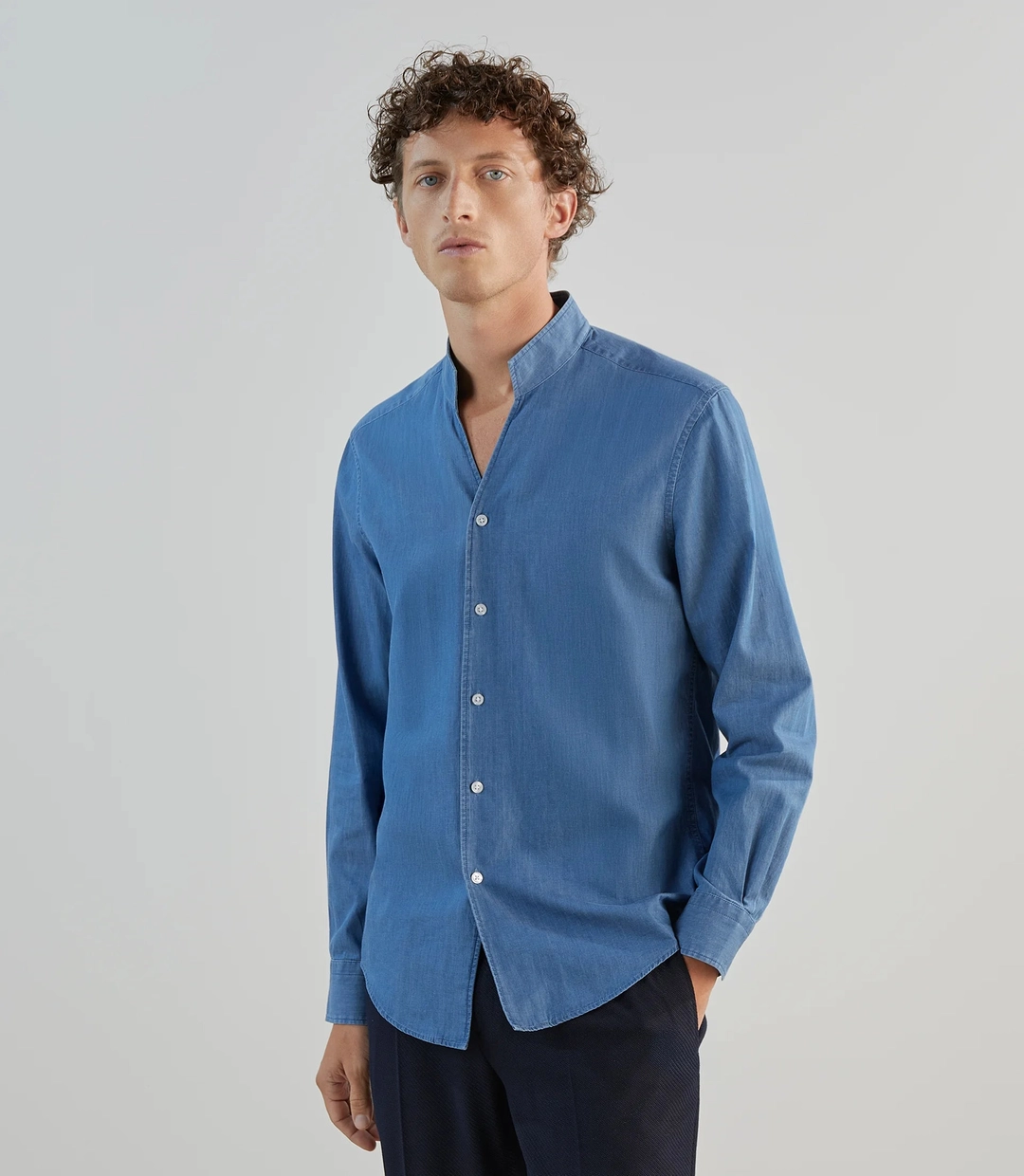 IZAC - Chemise col philosophe ciel