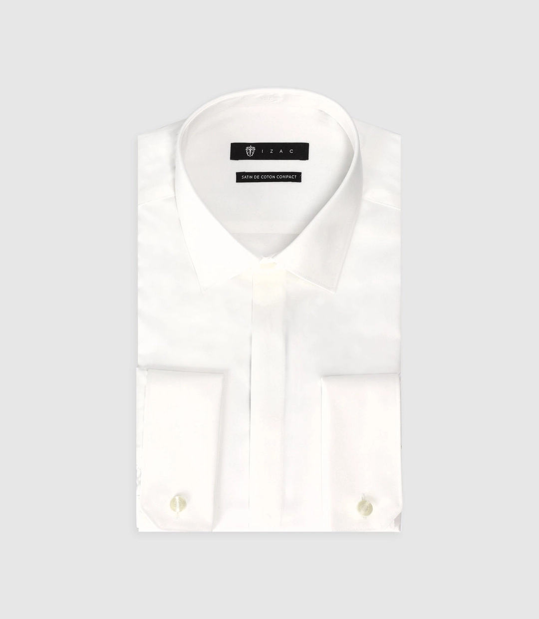 IZAC - Chemise slim en satin de coton écru SATINMIXTESLIM