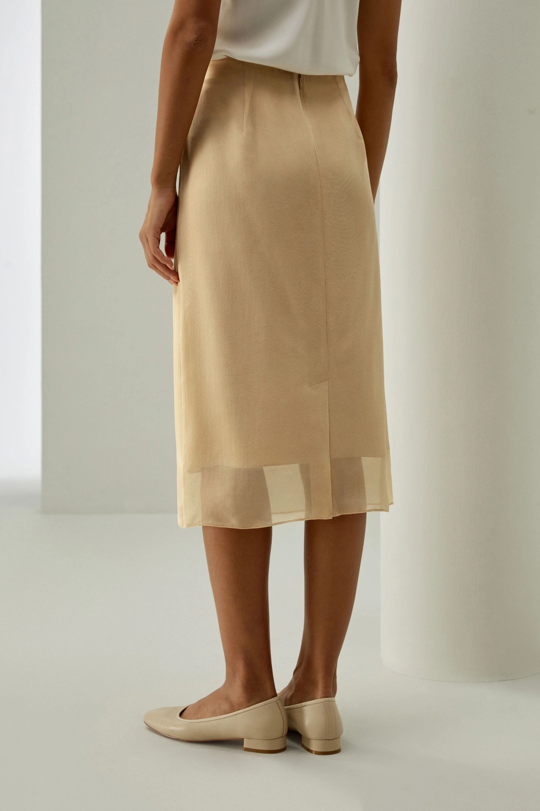 LILYSILK Jupe En Soie Évasée Sur Mesure Facile À Assortir Pour Diverses Occasions Soie De Mûrier De Haute Qualité Lait D'Avoine 42