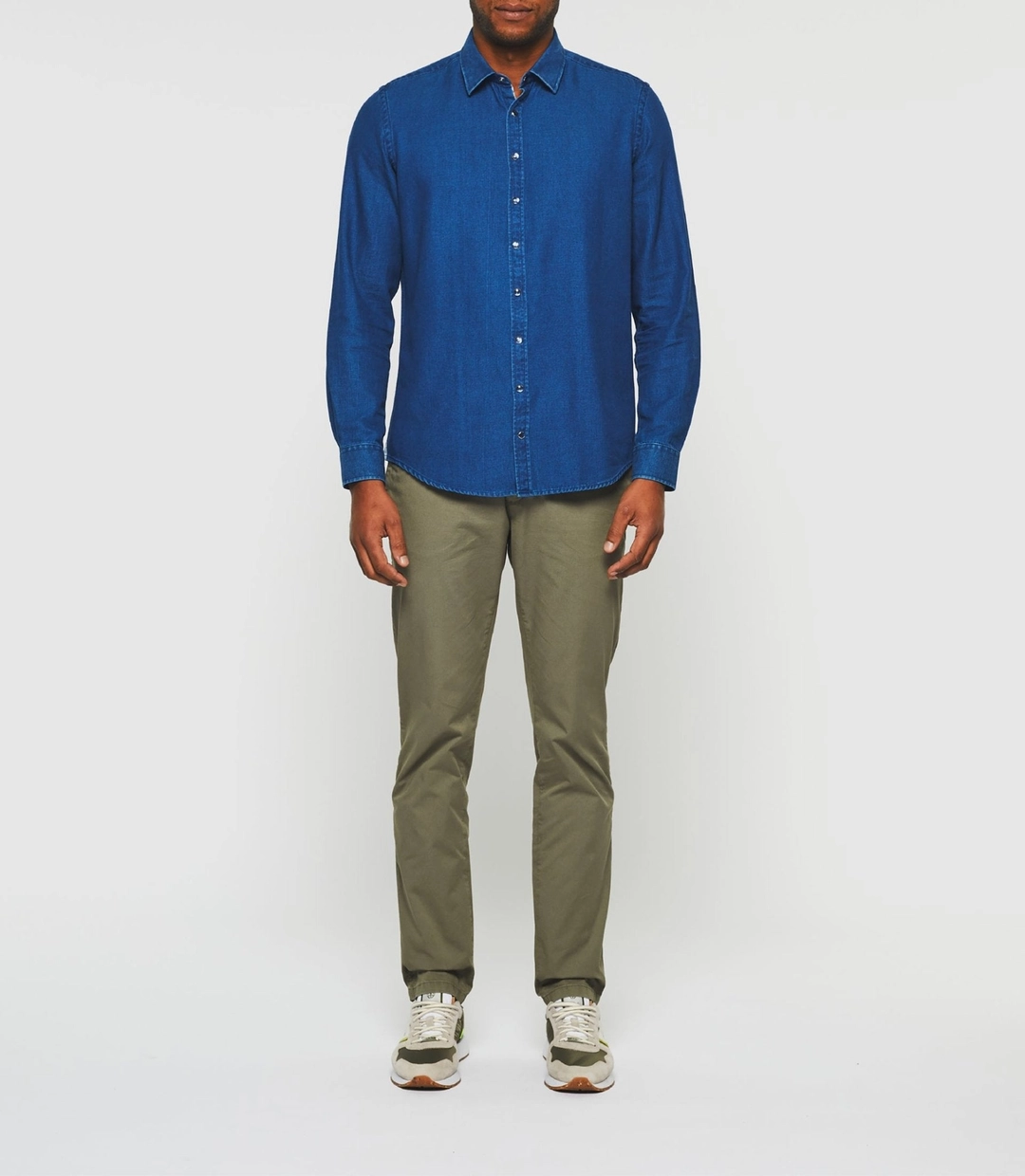 IZAC - Chemise casual unie jean bleu ''Kalan''