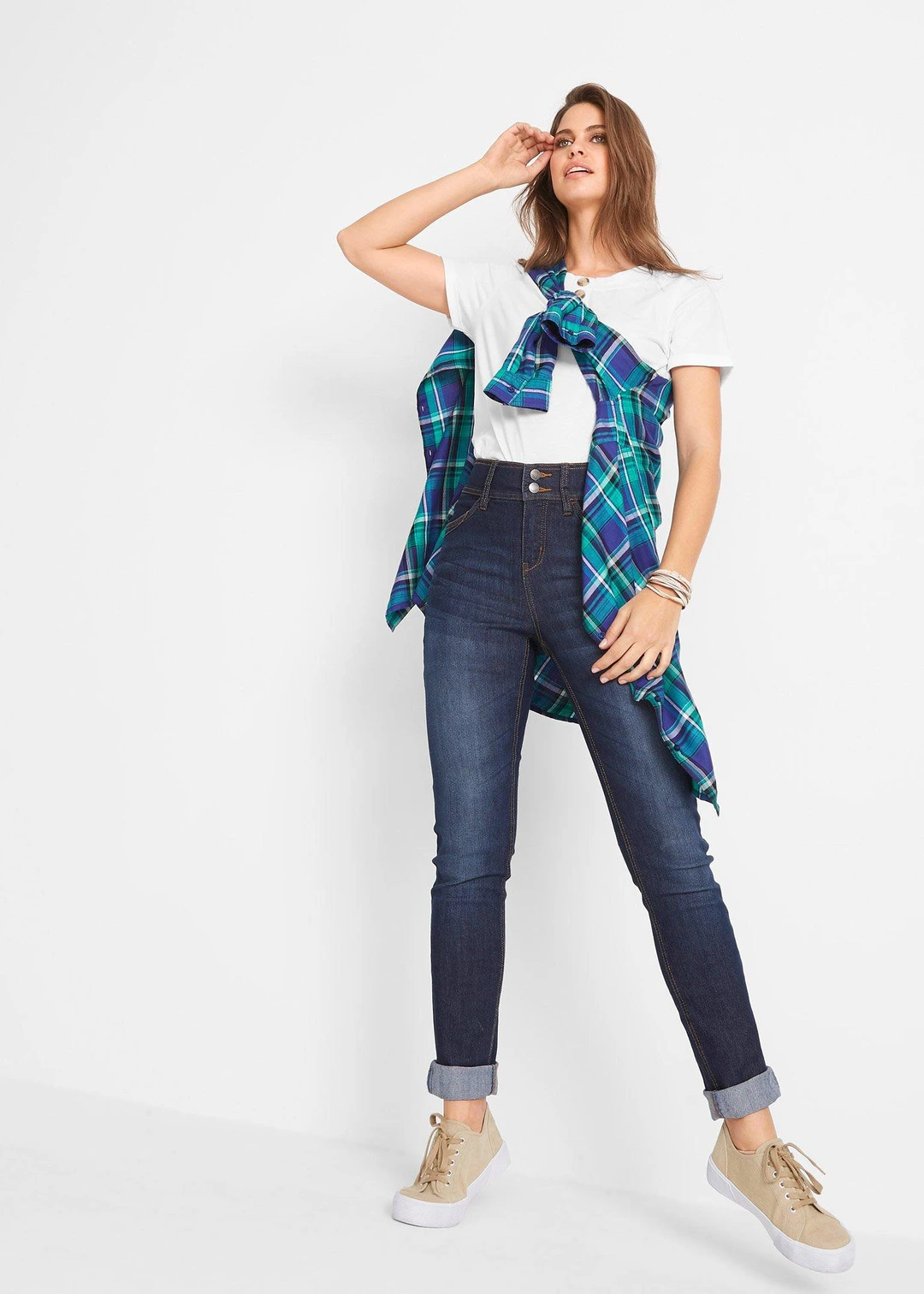 Jean slim taille haute, extensible et confortable - 2