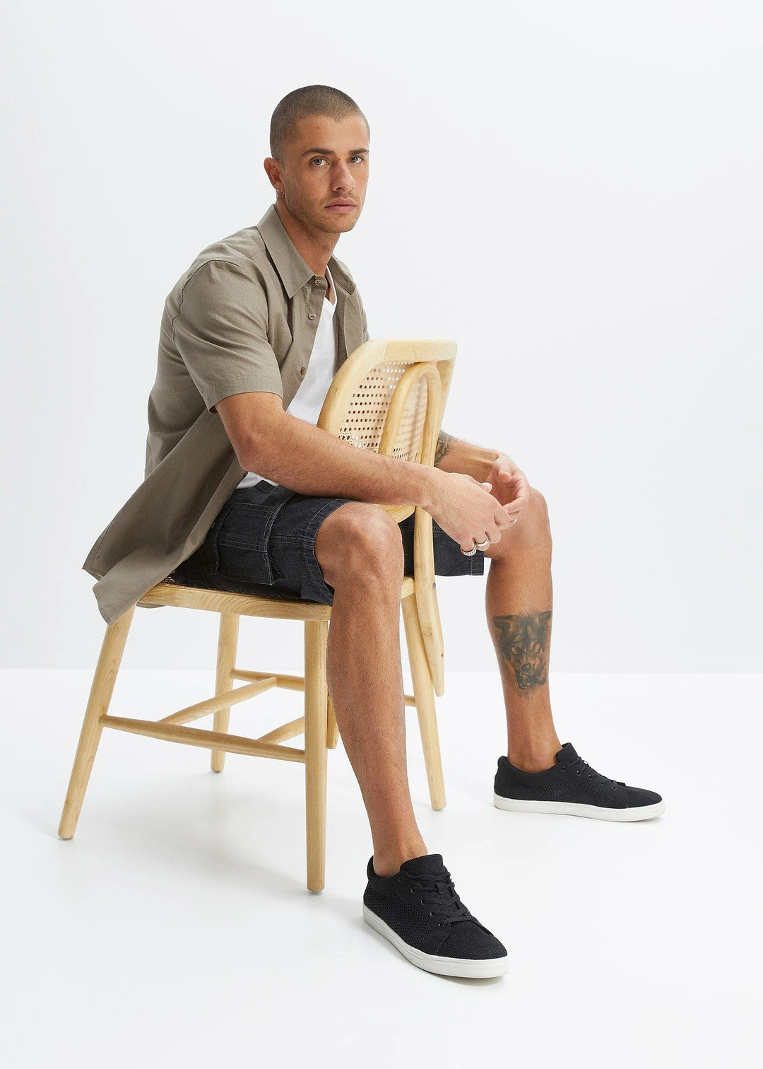 Bermuda cargo long en jean, loose - 2