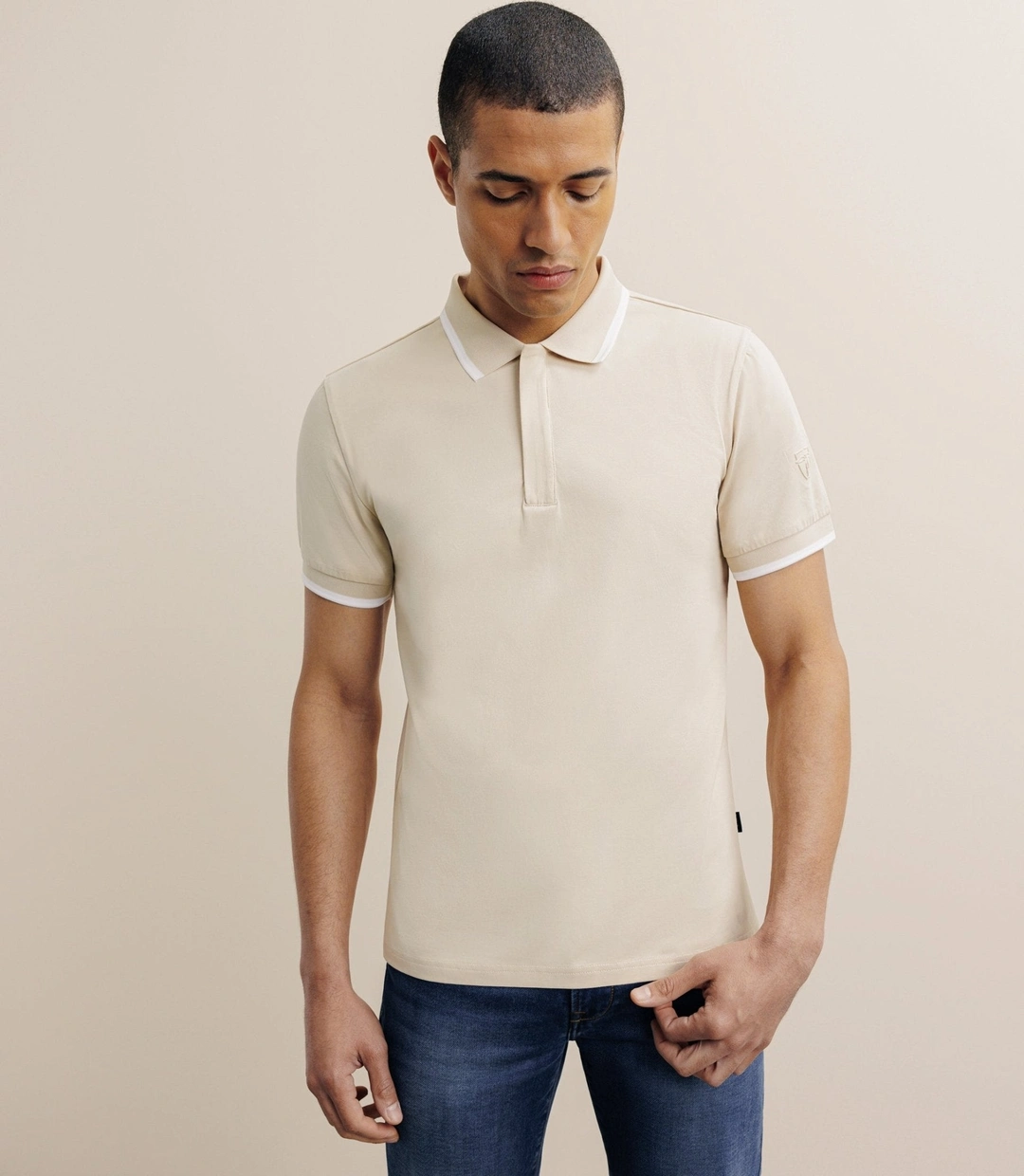 IZAC - Polo zip beige