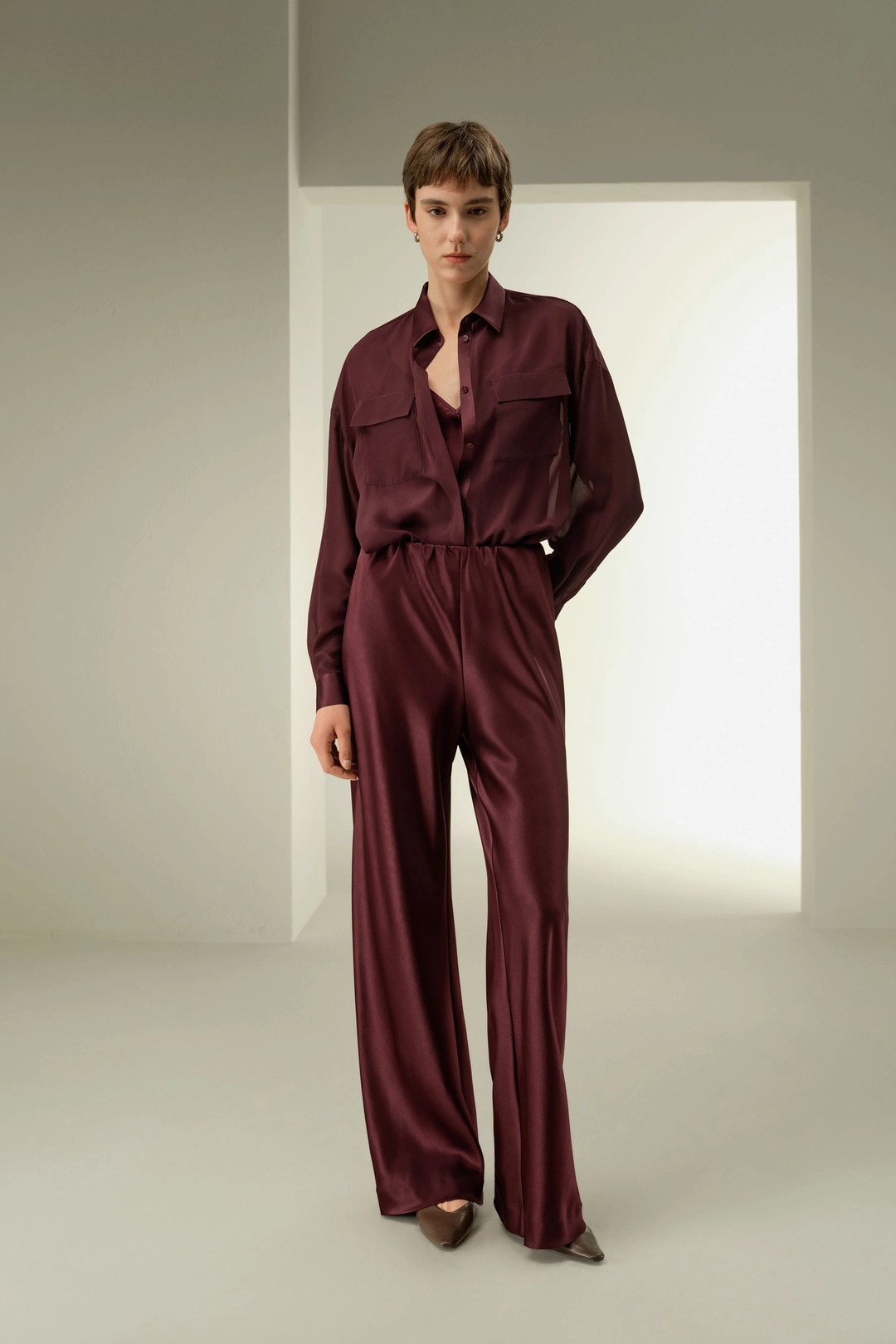 LILYSILK Blouse En Soie Semi-Transparent Mousseline De Soie Coupe Classique Bleu Minuit L