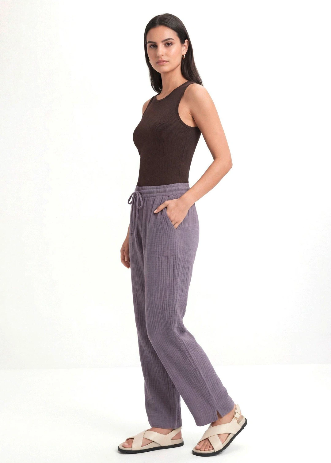 Pantalon palazzo léger en gaze de coton - 2