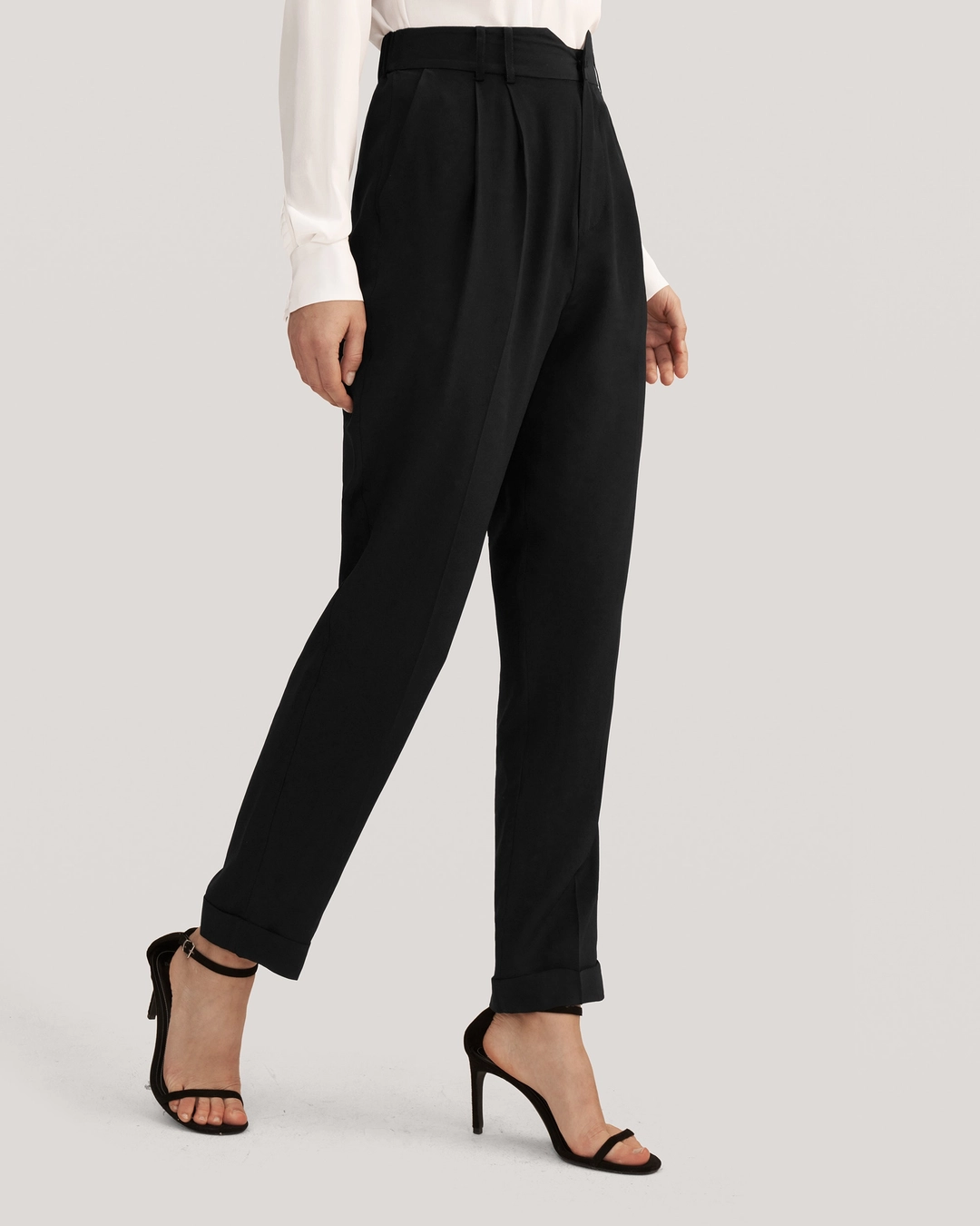 LILYSILK Pantalon Crêpe De Soie Femme Fermeture Boutonnée 18 Momme Crêpe De Chine Soie Régulation De La Température Pantalon Noir 54