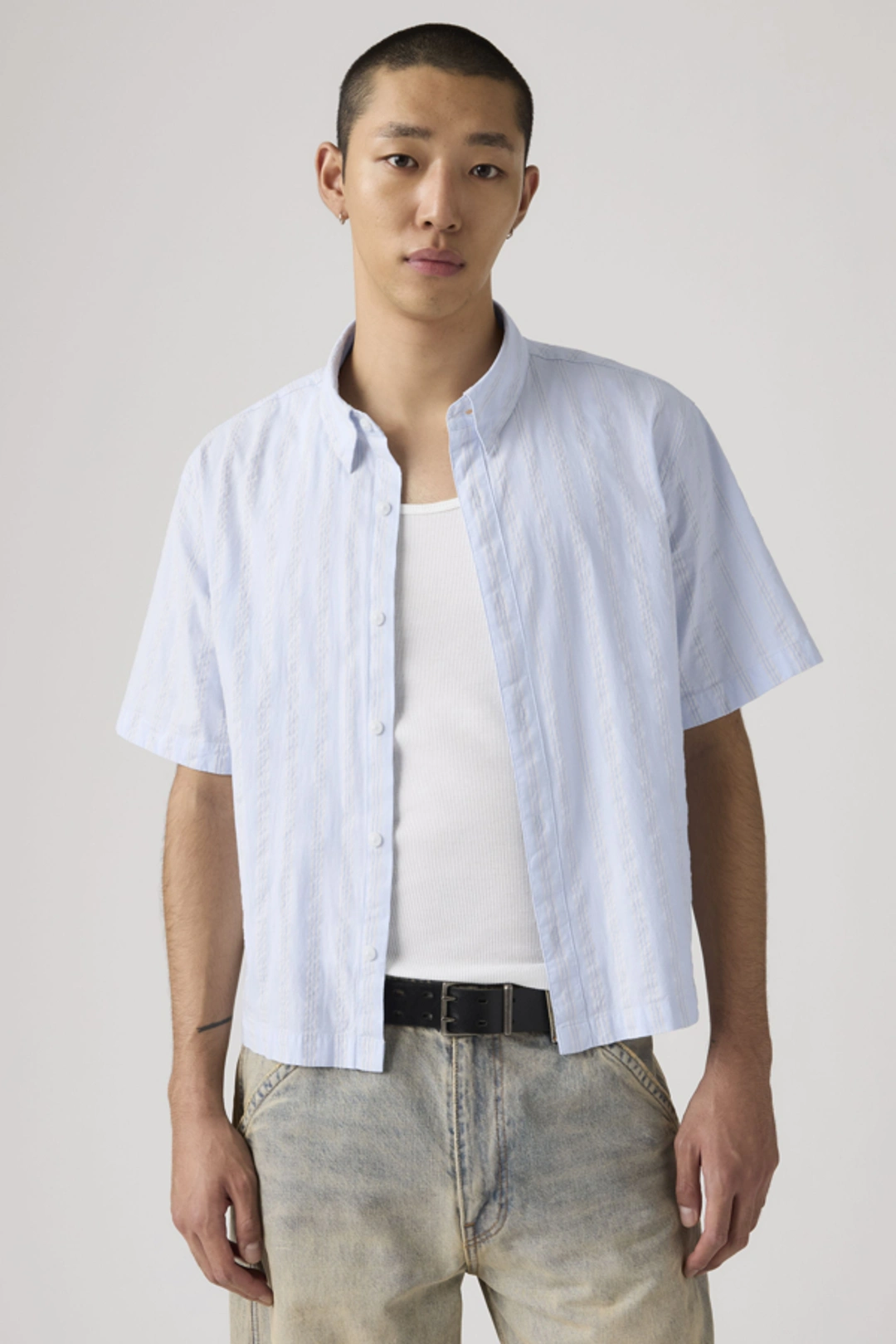 Levi's Chemise Manche Courte Boxy Lama - Homme - Bleu / Bernal Stripe Soft Chambray Blue - XL - 2