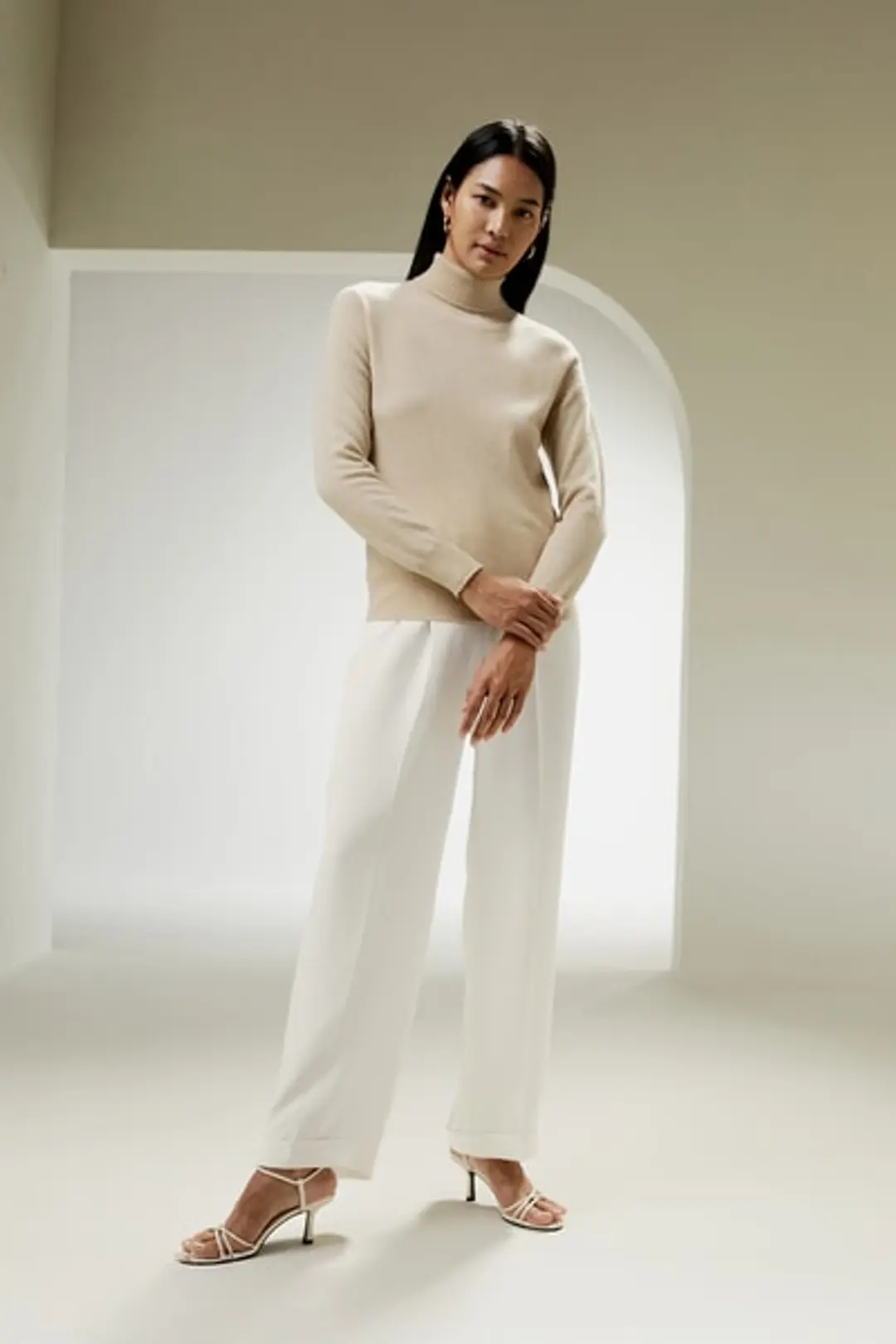 Pull à col montant en pur cachemire pour femme