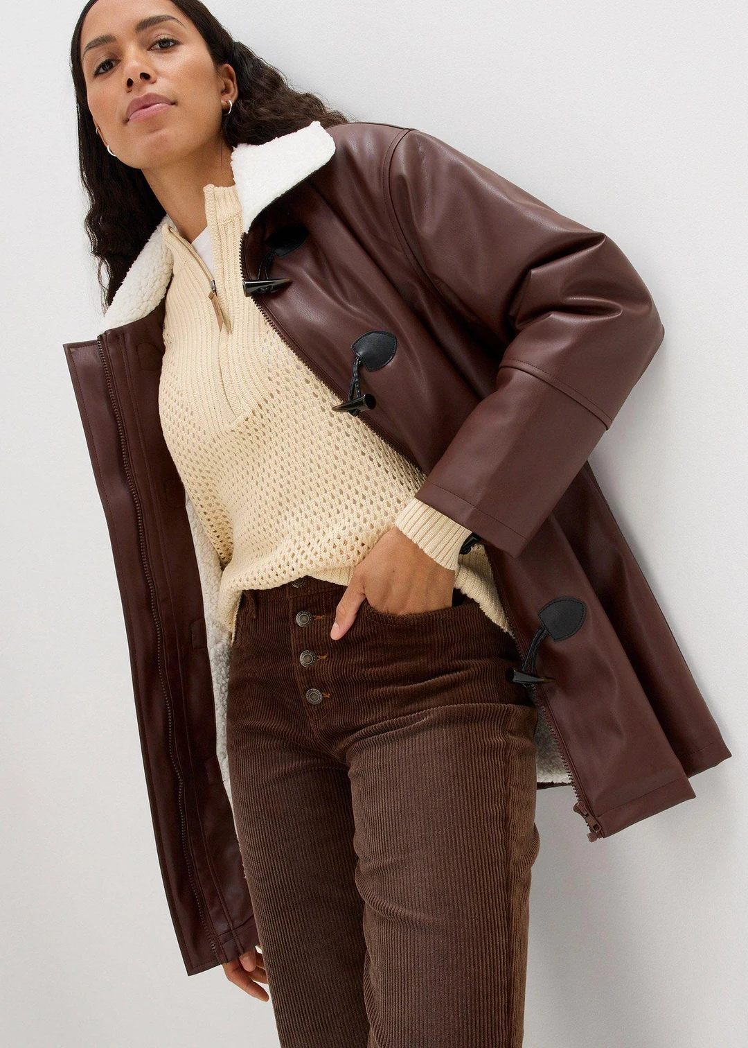 Pantalon droit en velours côtelé extensible - 3