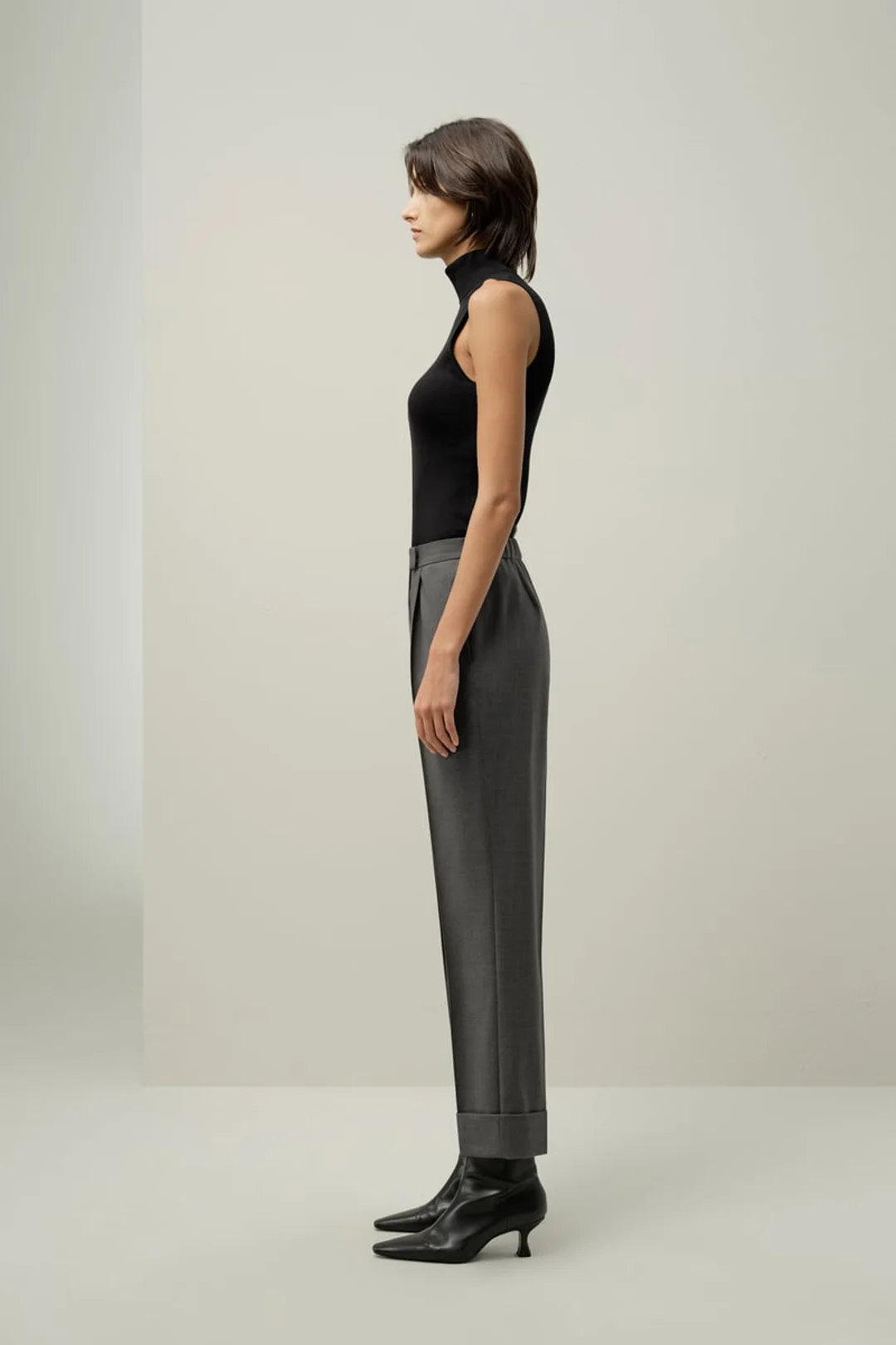 LILYSILK Femme Pantalon Tailleur en Soie et Laine Élégant avec Plis Devant Noir 36