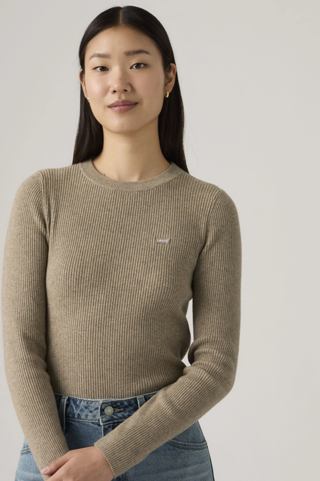 Levi's Pull Over Col Rond Maille Côtelée - Femme - Bleu / Adrienne Stripe Egret Rib - XS