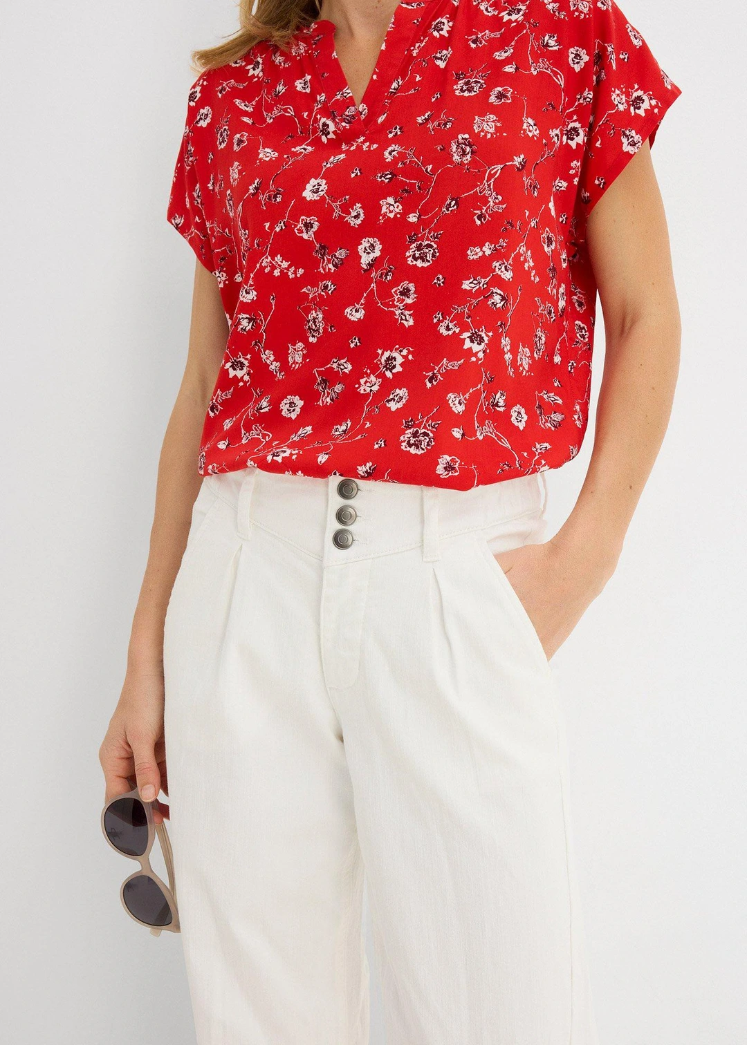 Jean large, taille haute et élastiquée, cropped - 3