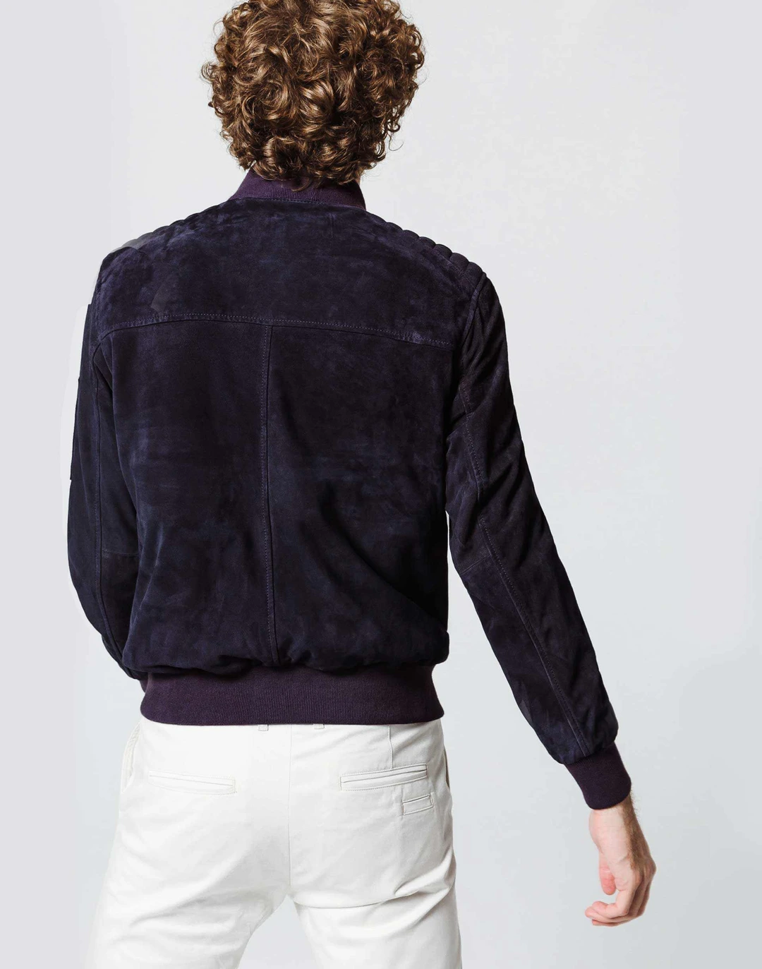 IZAC - Blouson teddy en cuir marine ''Alan 1''
