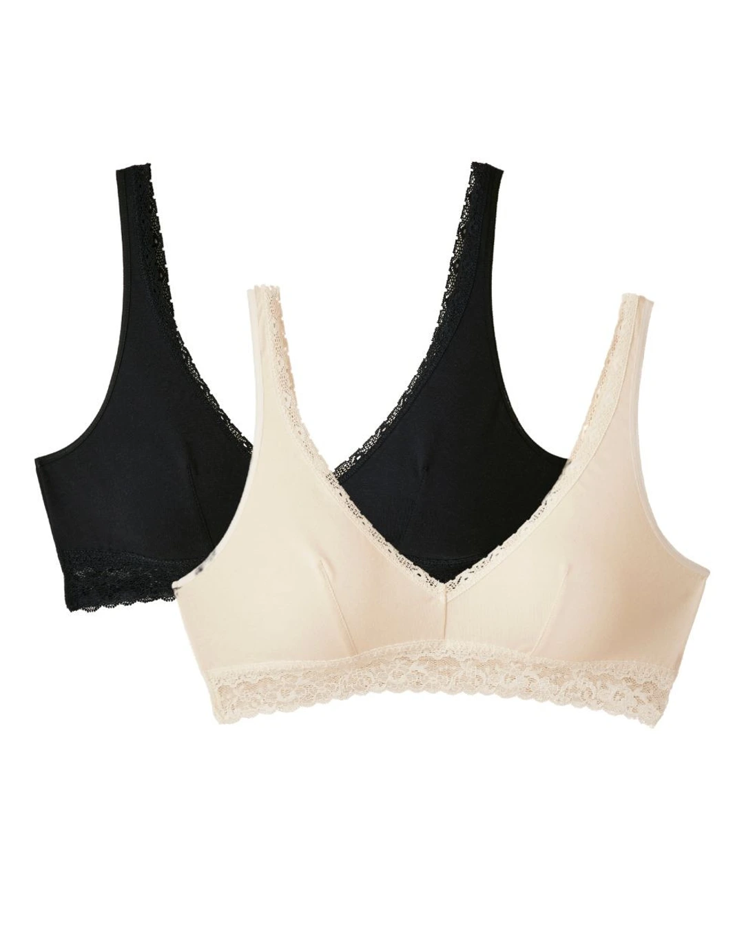 2x brassière dentelle - Noir et Ecru - Blanc - Taille XS - Lemahieu