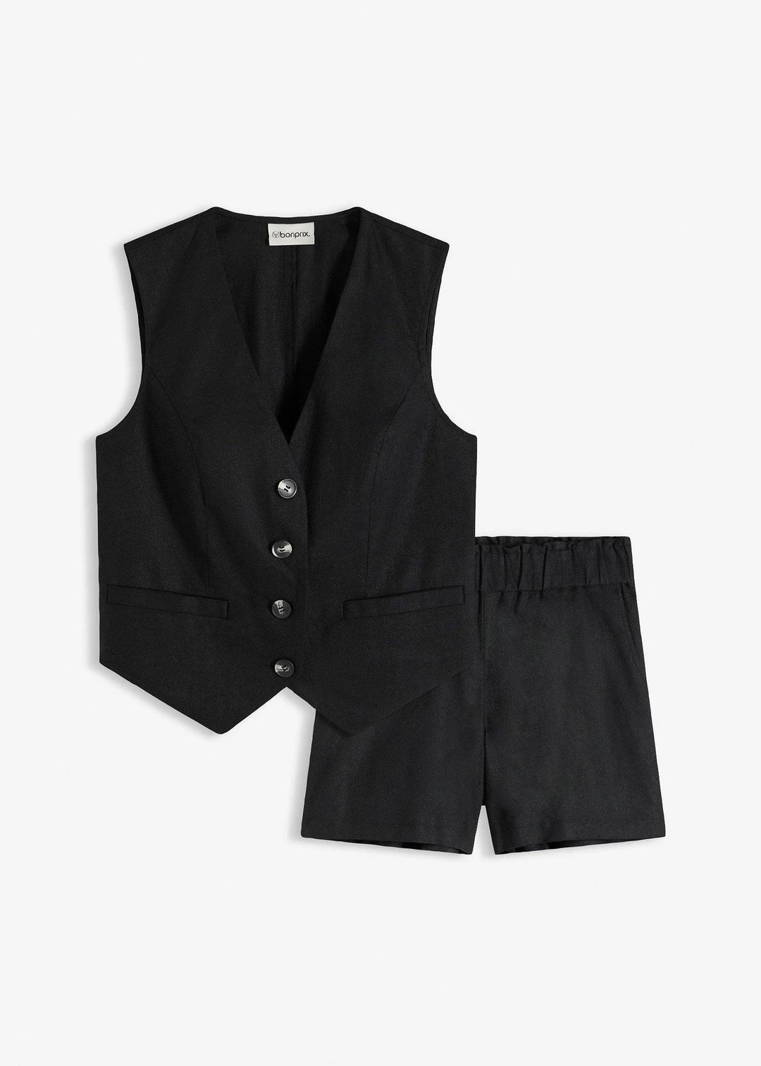 Gilet sans manches et short en lin mélangé