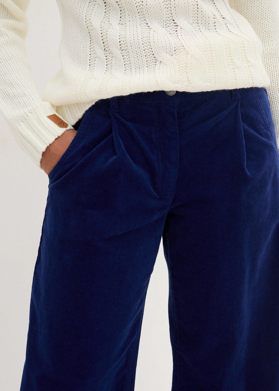Jupe-culotte en velours côtelé stretch avec taille haute confortable, longueur 7/8 - 3