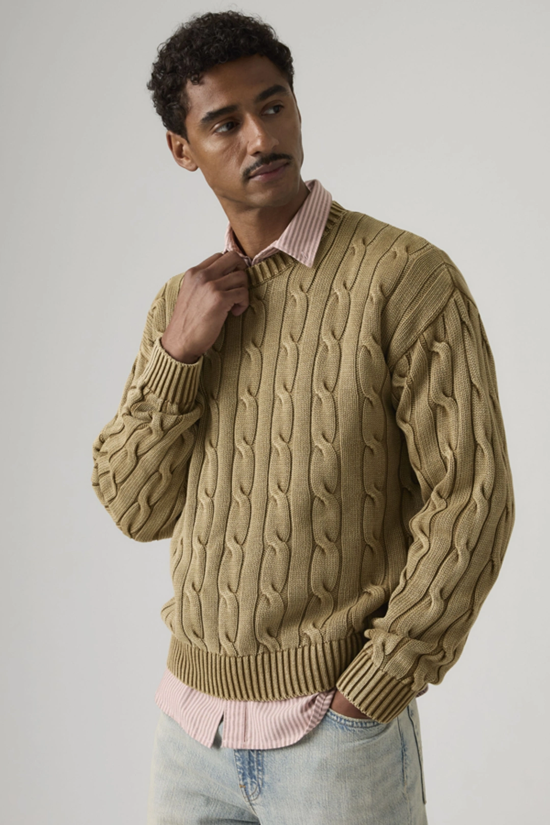 Levi's Pull Col Rond Torsadé Carmel - Homme - Marron / Pine Bark - XL