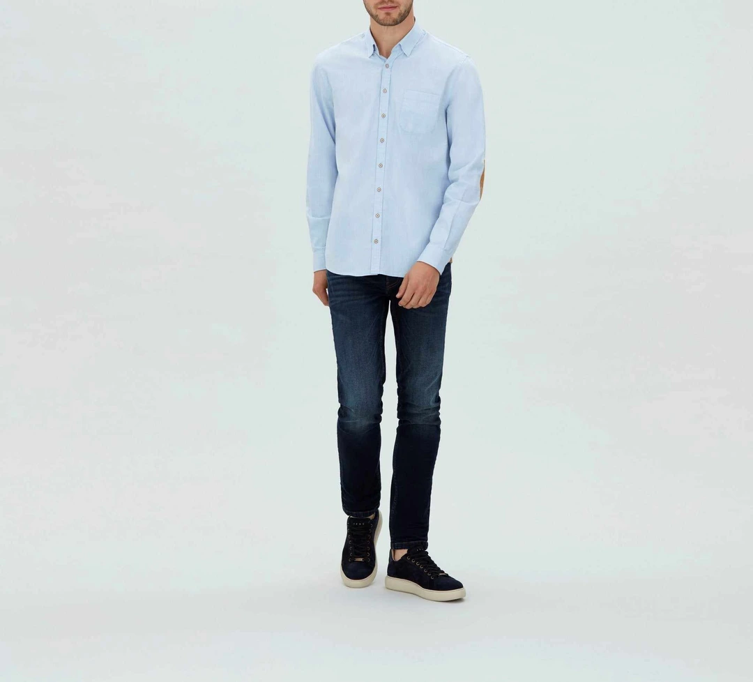 IZAC - Chemise casual bleu ciel en coton lavé ''Marilou''