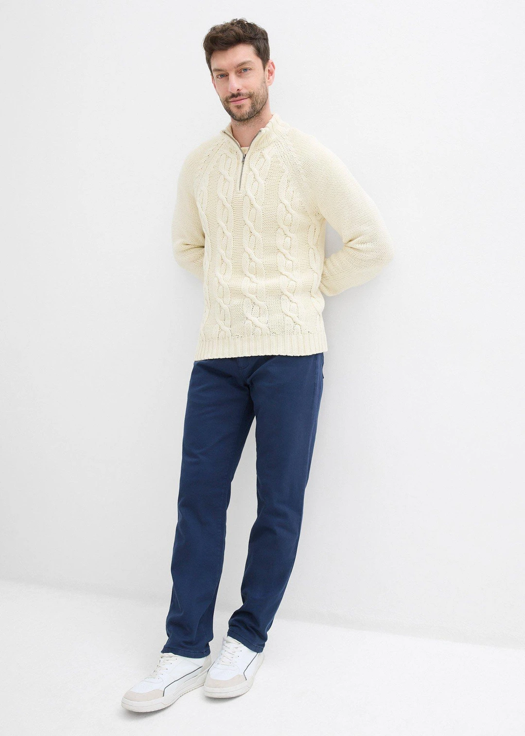Pantalon extensible regular à doublure chaude en flanelle, droit