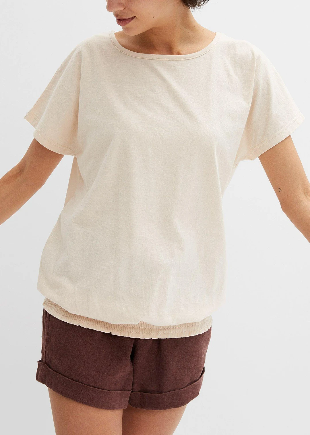 T-shirt en fil flammé avec base smockée - 3