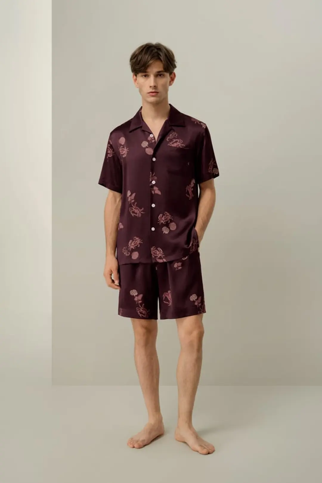 LILYSILK Pyjama Manches Courtes Cancer Homme Soie De Mûrier Cancer Xxl