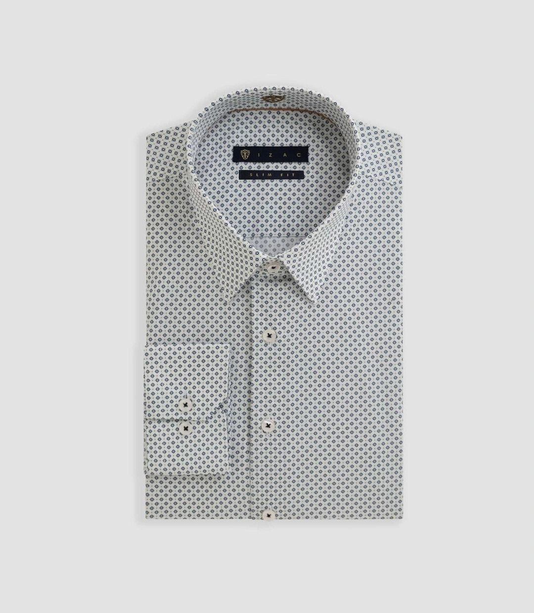 IZAC - Chemise imprimée blanche-marine ''Barthelemy''