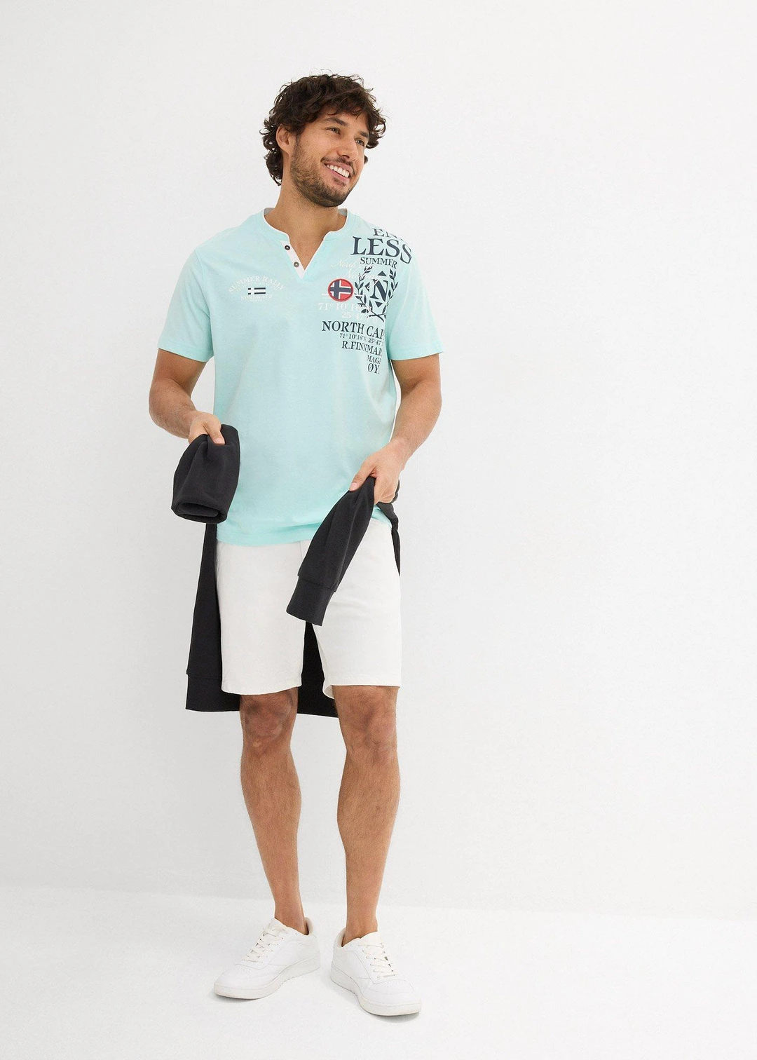 T-shirt col tunisien 100% coton