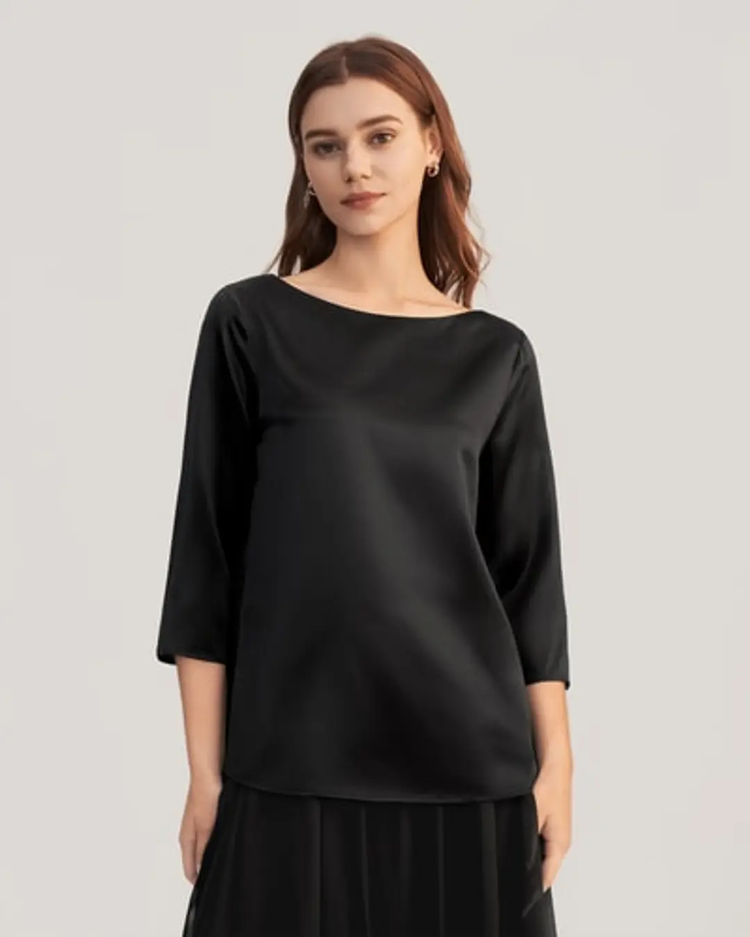 LILYSILK Blouse En Soie À Col Bateau Et Manches 3/4