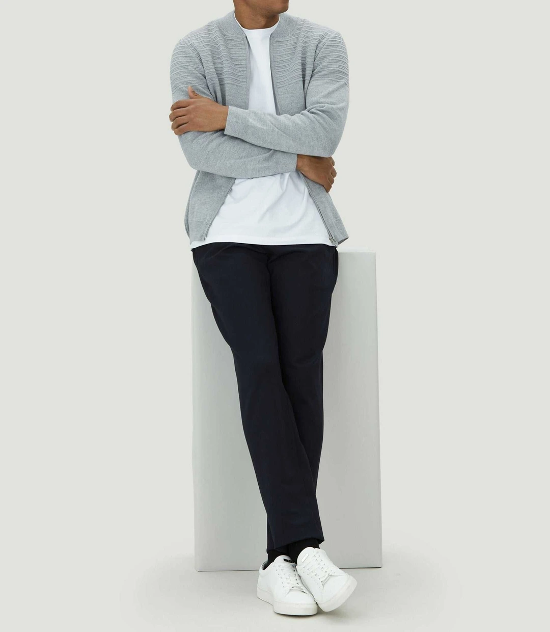 IZAC - Gilet zippé col teddy laine gris ''Lawson''