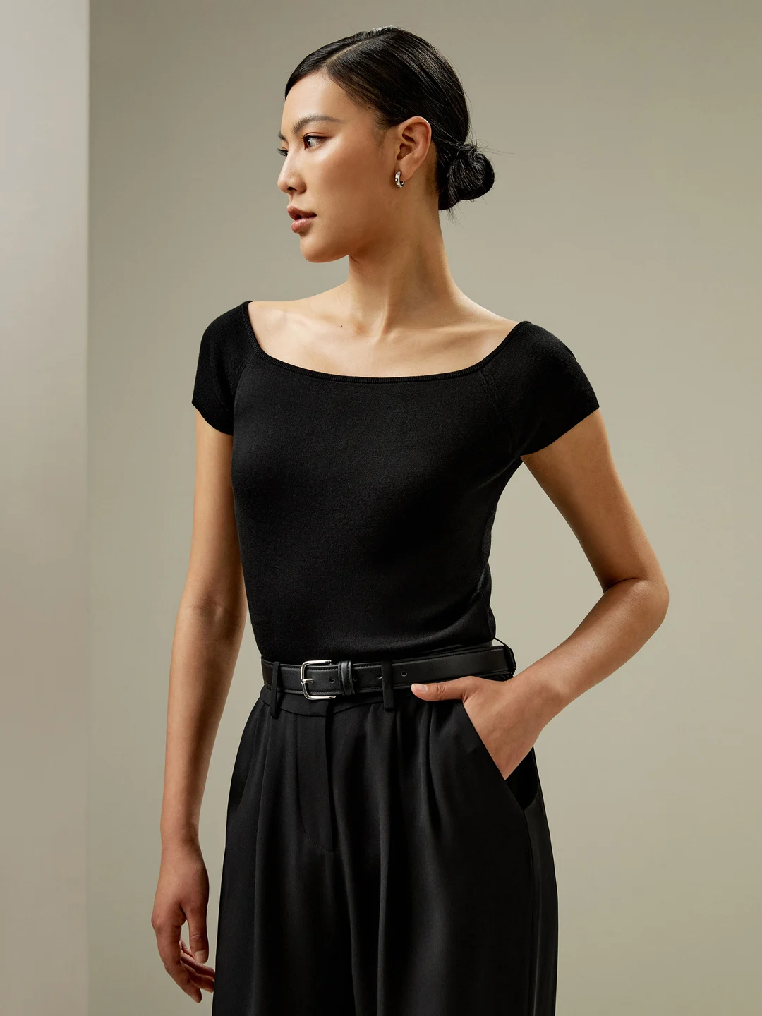 LILYSILK Haut En Soie Noir Épaules Dénudées, Coupe Slim 100% Soie Pure Une Touche D'Élégance Dans Votre Vie S