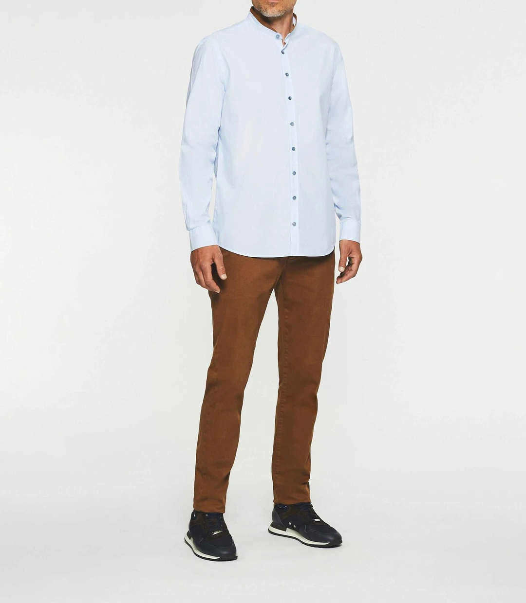 IZAC - Chemise casual bleu ciel et marron JEWIS