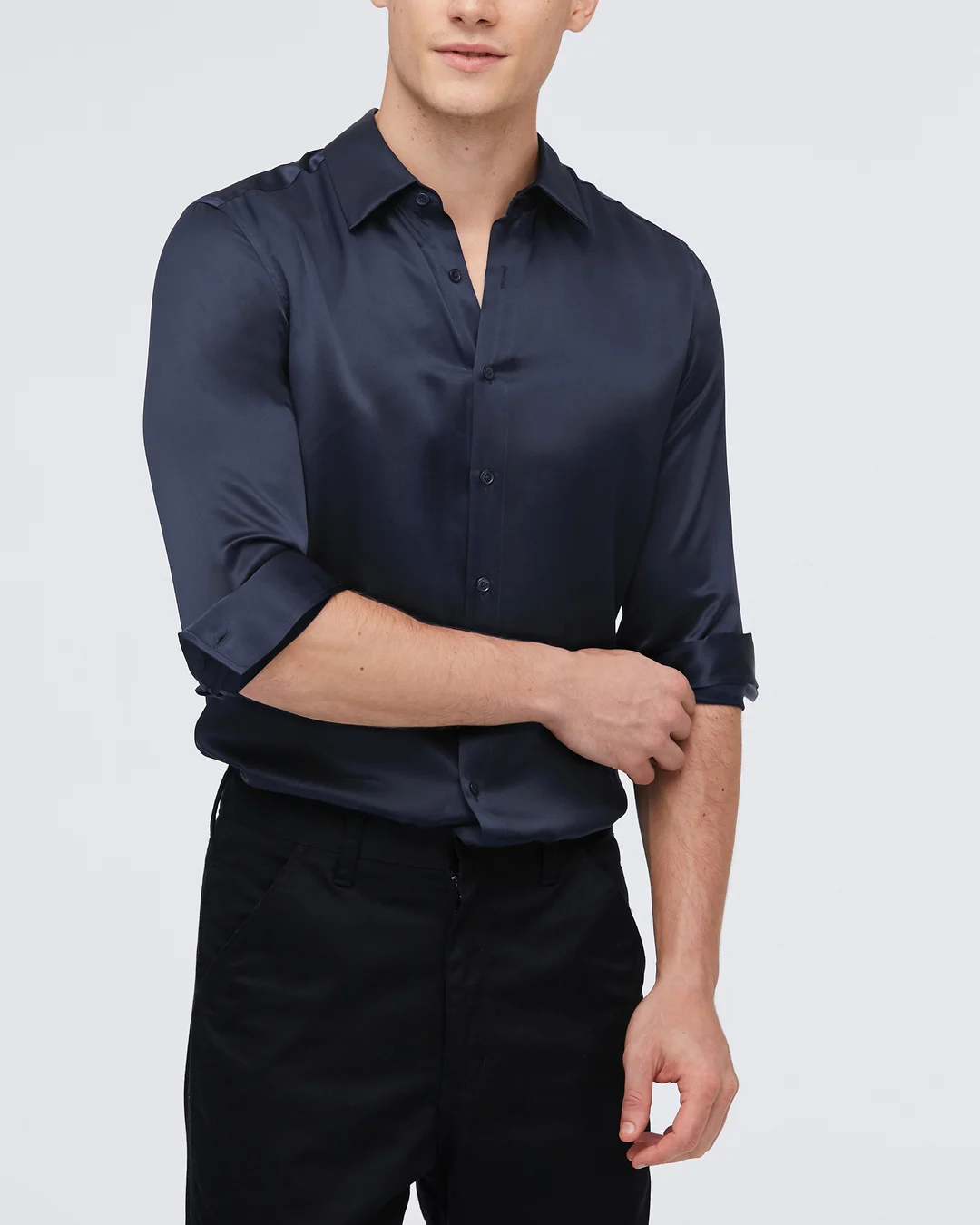 LILYSILK Chemise De Base Pour Homme En Soie De Mûrier Gris Foncé L