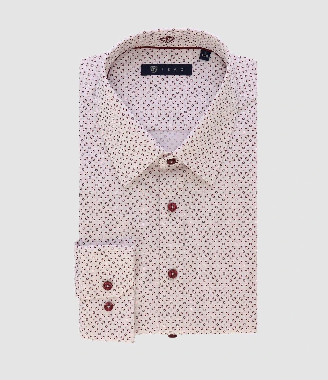 IZAC - Chemise ville imprimée blanc rose bordeaux PAULBT