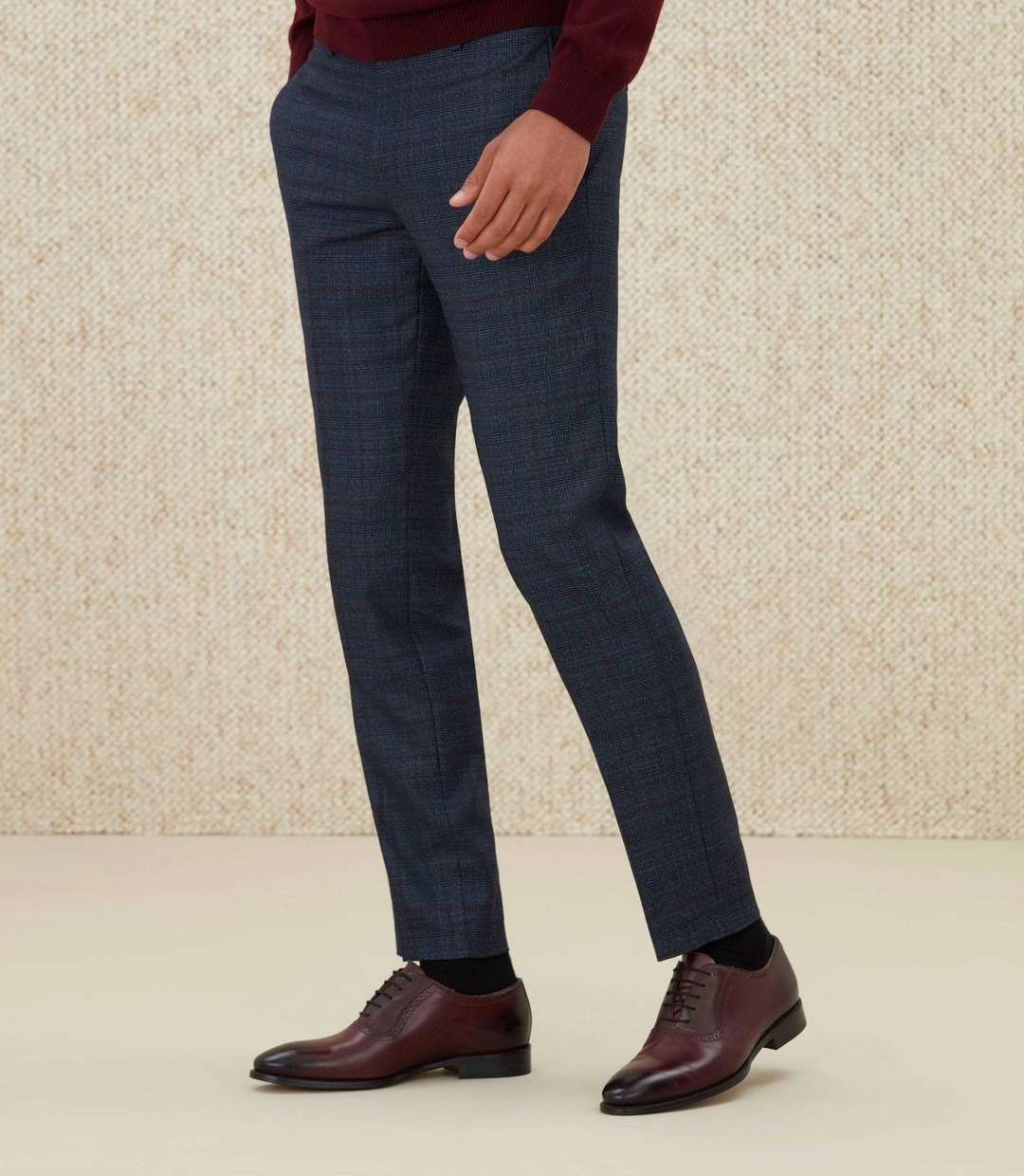 IZAC - Pantalon Prince de Galles bleu ''Neclatant''