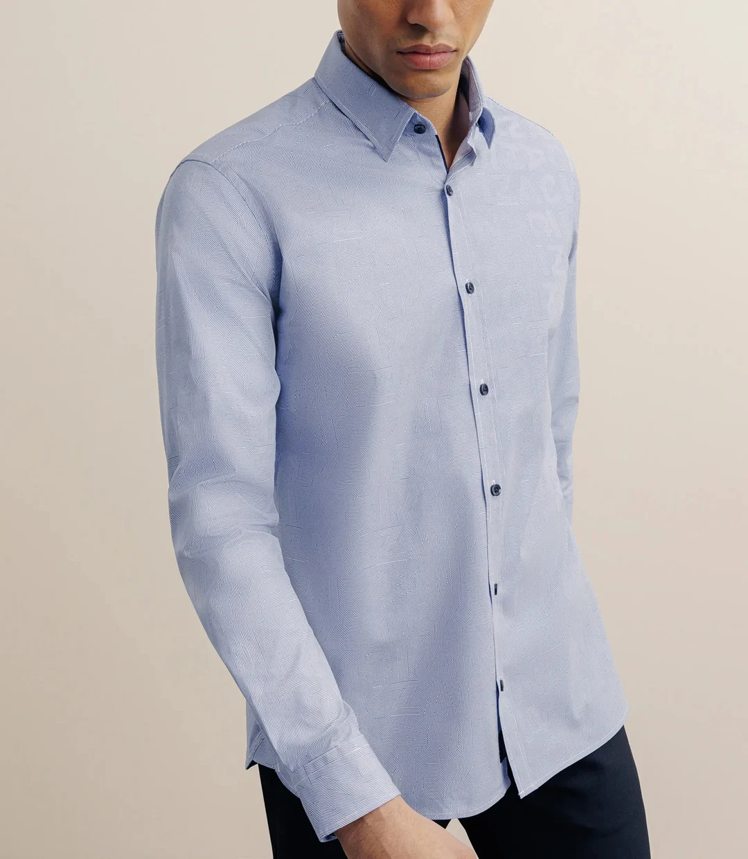 IZAC - Chemise manches longue droite bleue