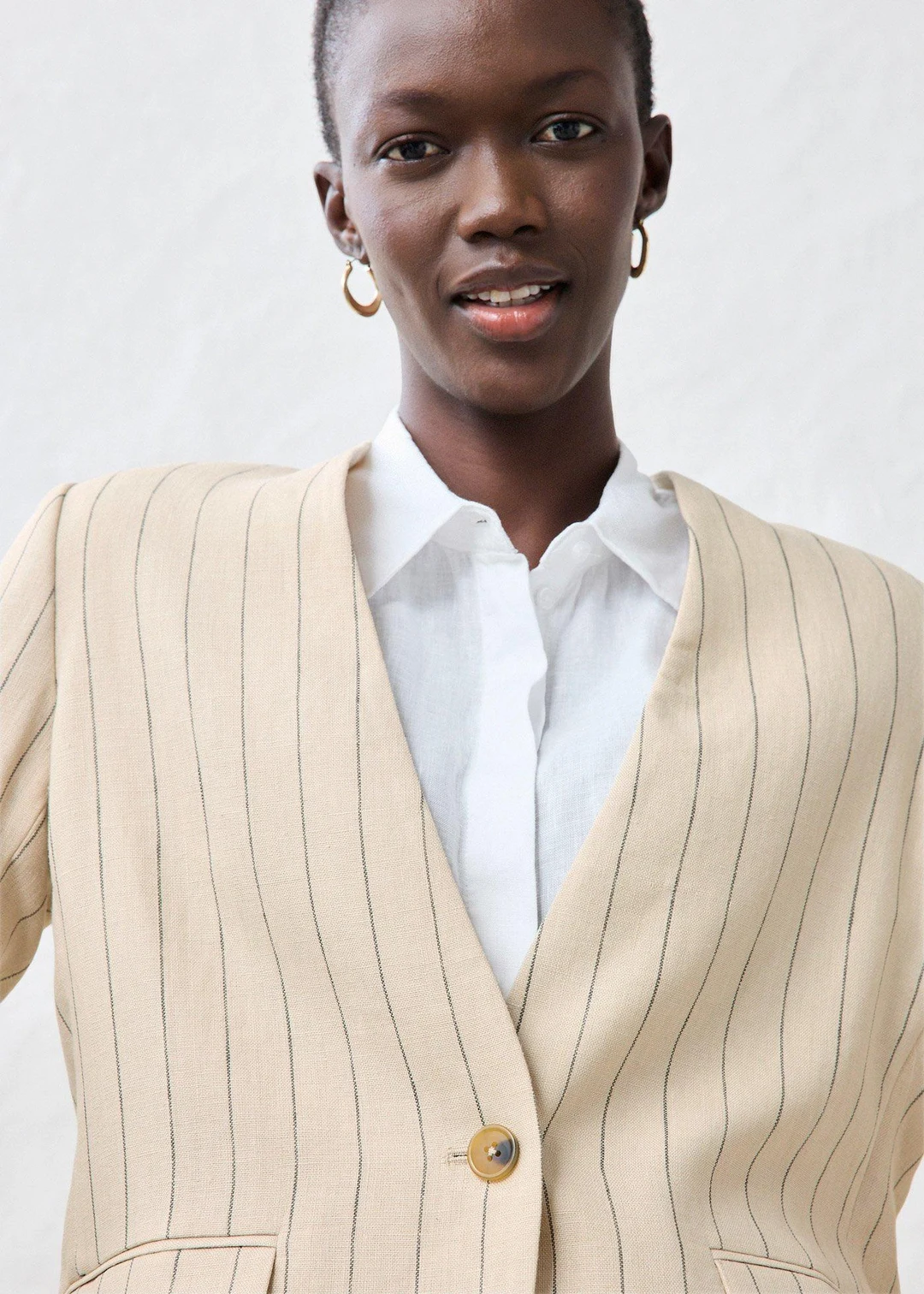 Blazer sans col 100% lin