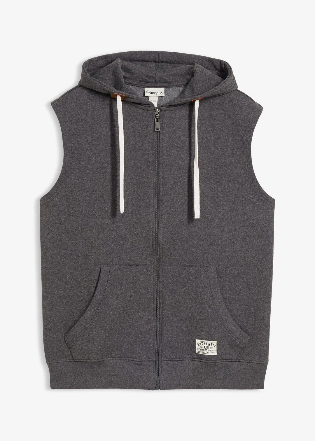 Sweat zippé à capuche sans manches