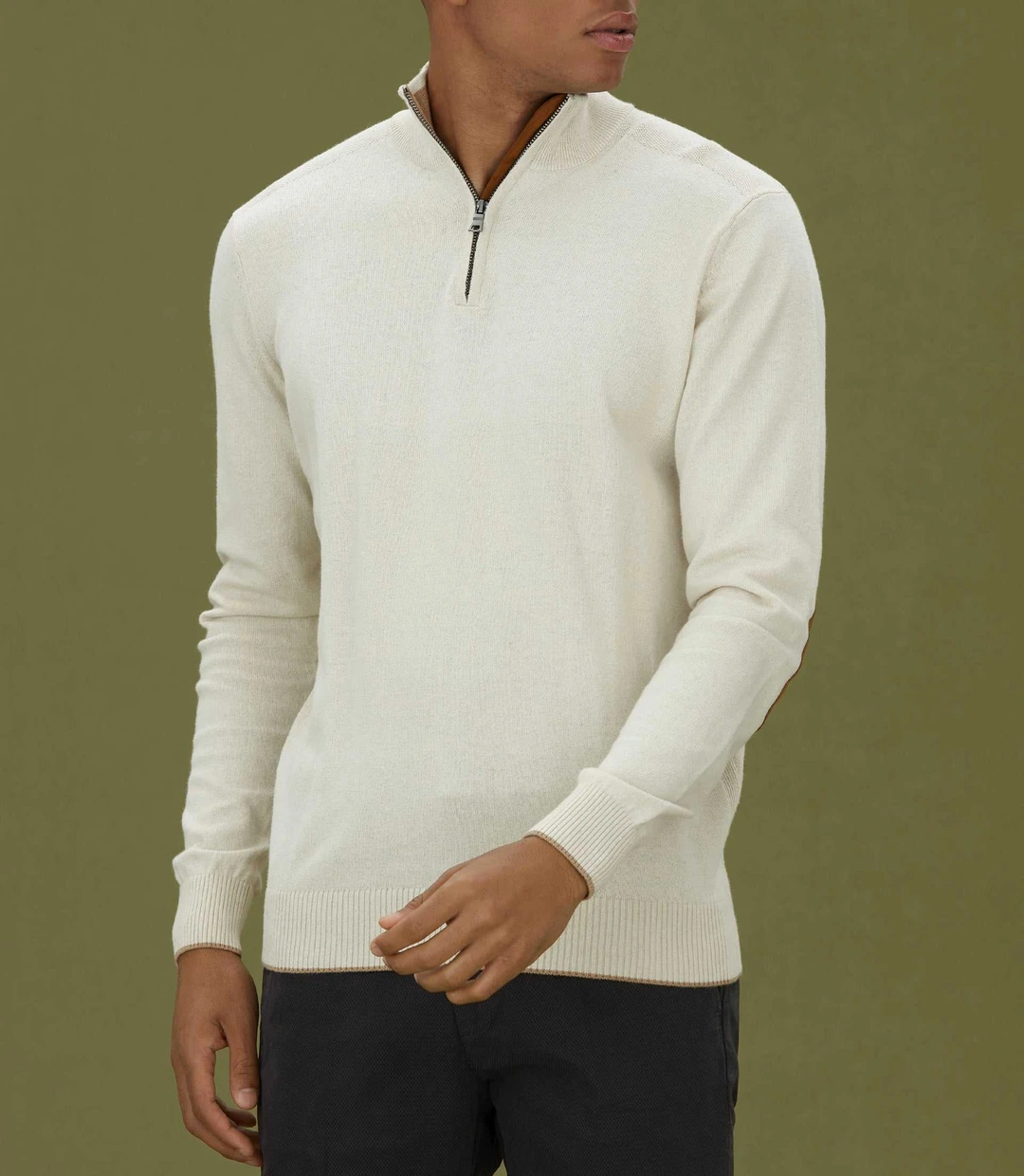 IZAC - Pull col zippé écru ''Lancelot''
