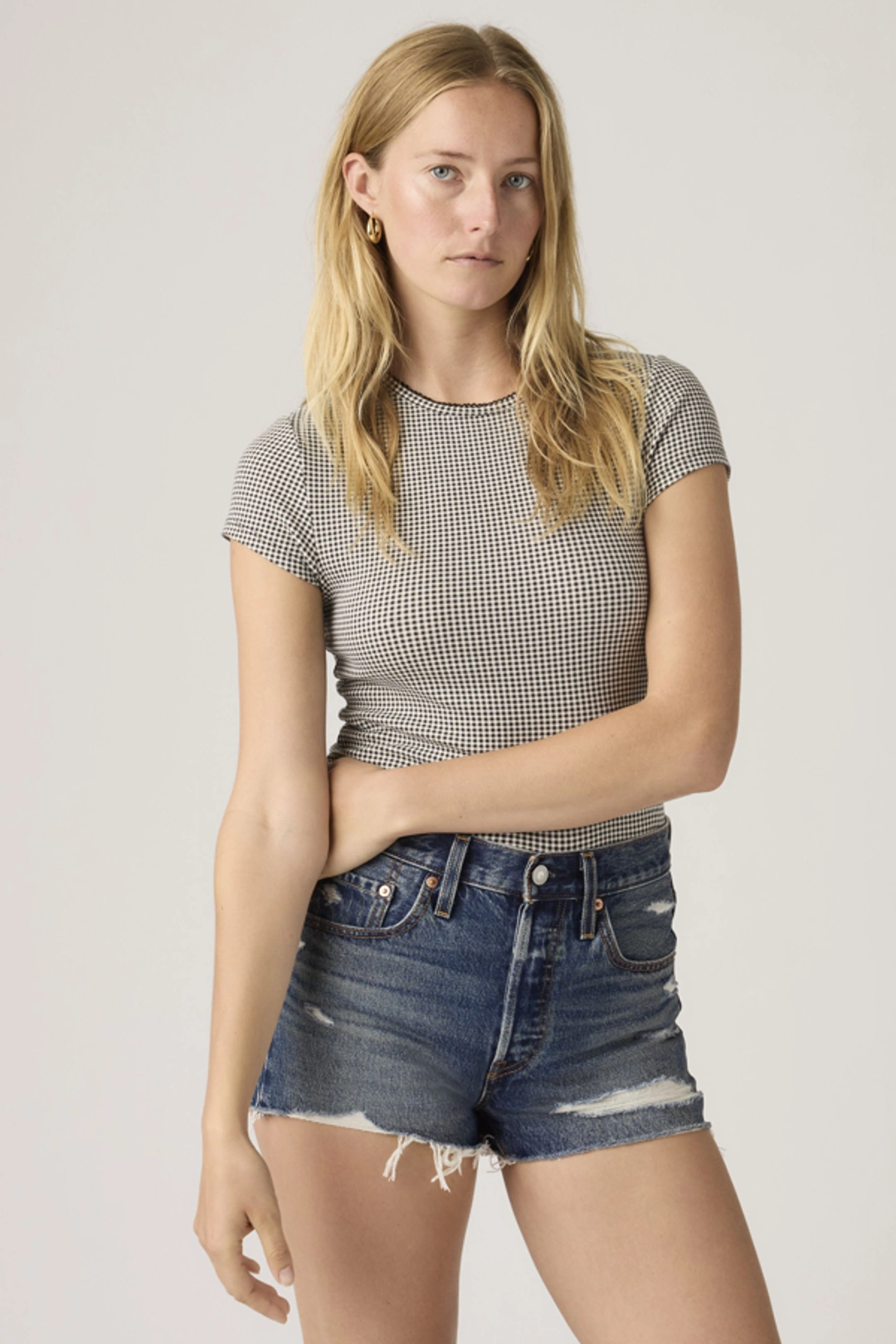 Levi's T Shirt Dry Goods - Femme - Noir / Patricia Check Anthracite Night - XS