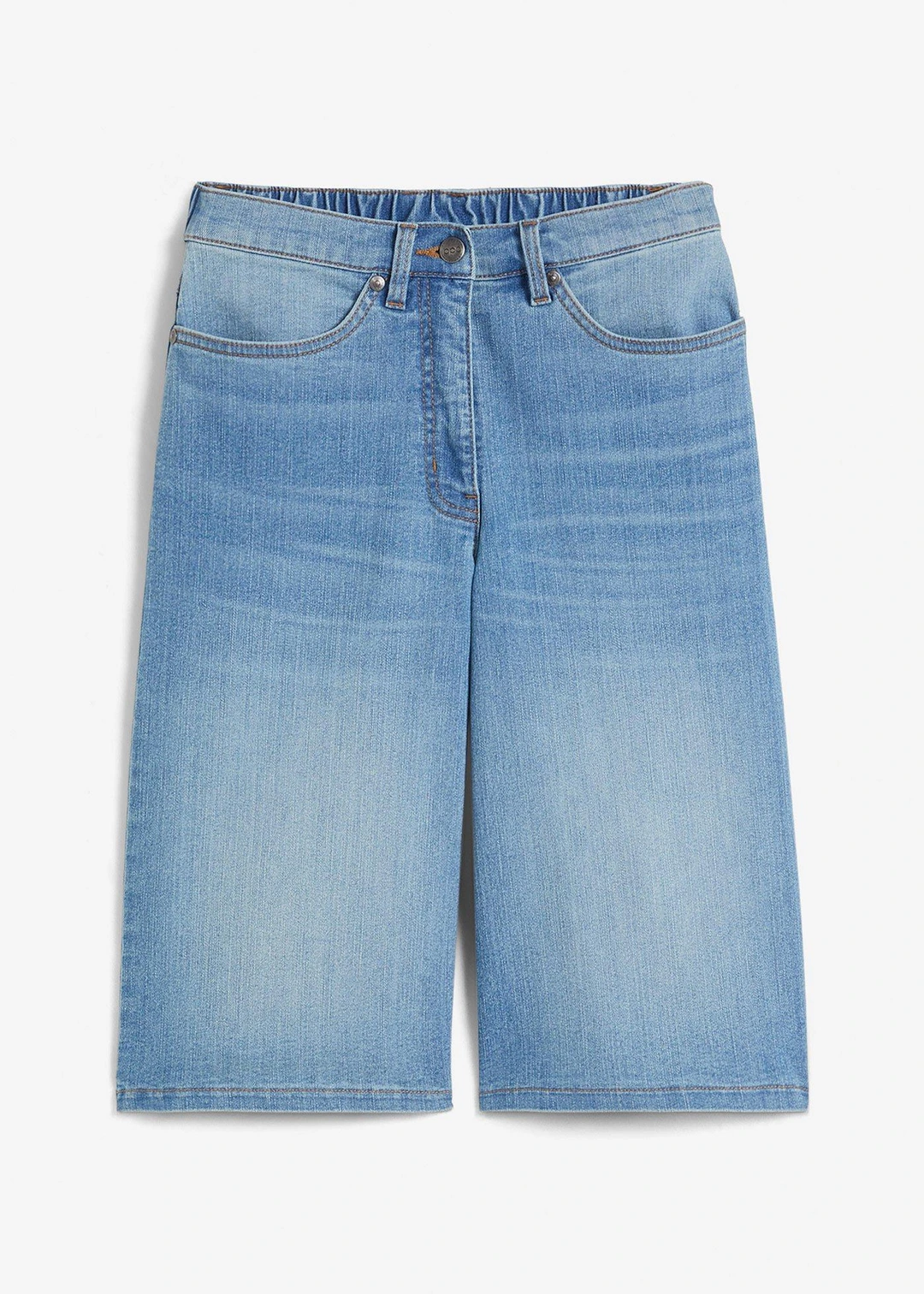 Bermuda en jean à taille haute et élastiquée