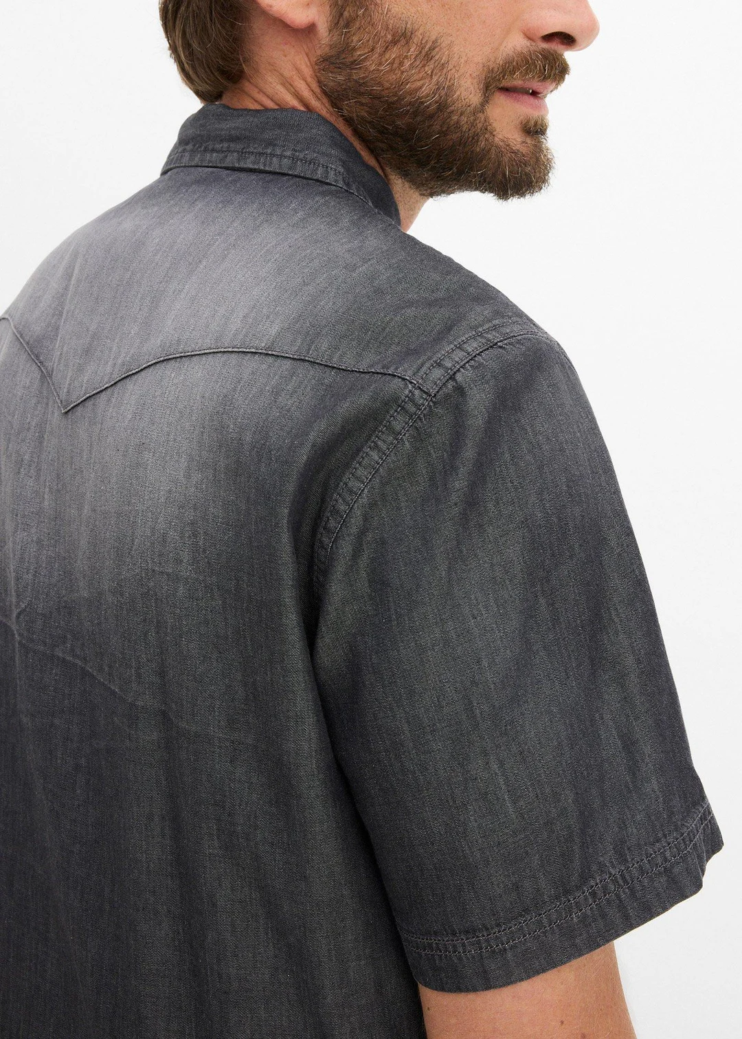 Chemise manches courtes slim en jean, 100% coton - 3