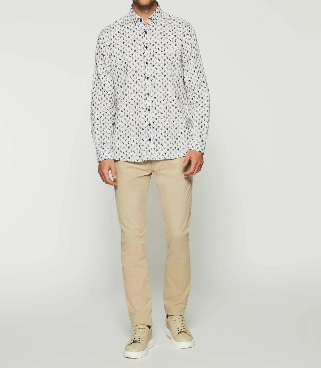 IZAC - Chemise imprimée floral beige et marine KAMERON